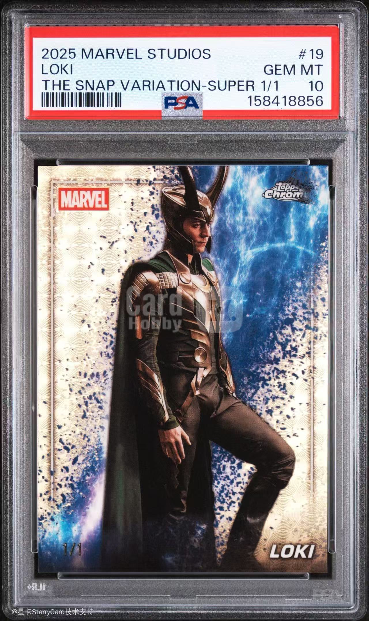 2025 Topps Marvel (MCU) Chrome Studios TC 漫威 真人影视 Loki 洛基 响指变化版 爆金折 1/1 1of1 完美品相 PSA 10 8.9-STTQ-Z1