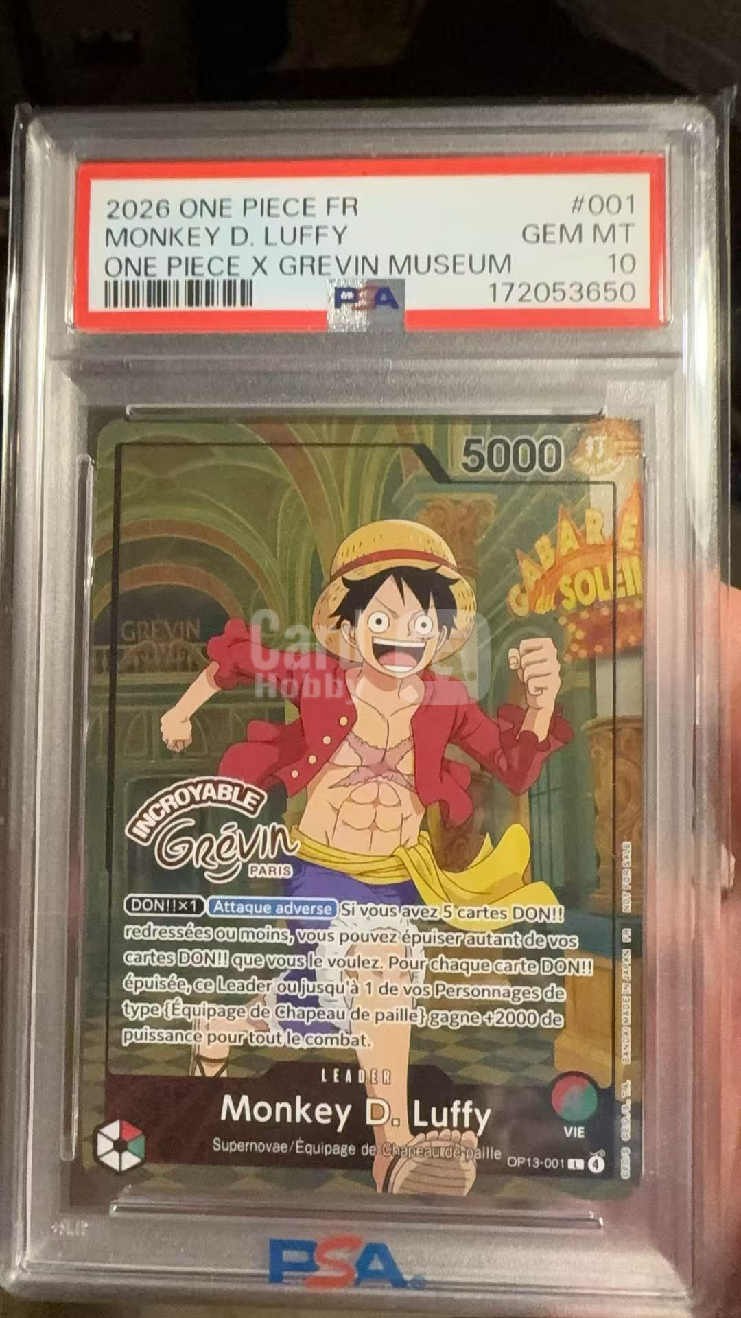 【摇一摇代拍】2026 ONE PIECE TCG 航海王 海贼王 蒙奇D路飞 英文 法国格雷万博物馆联名 p卡 op13-001L异画 PSA10分 值得收藏 FD001