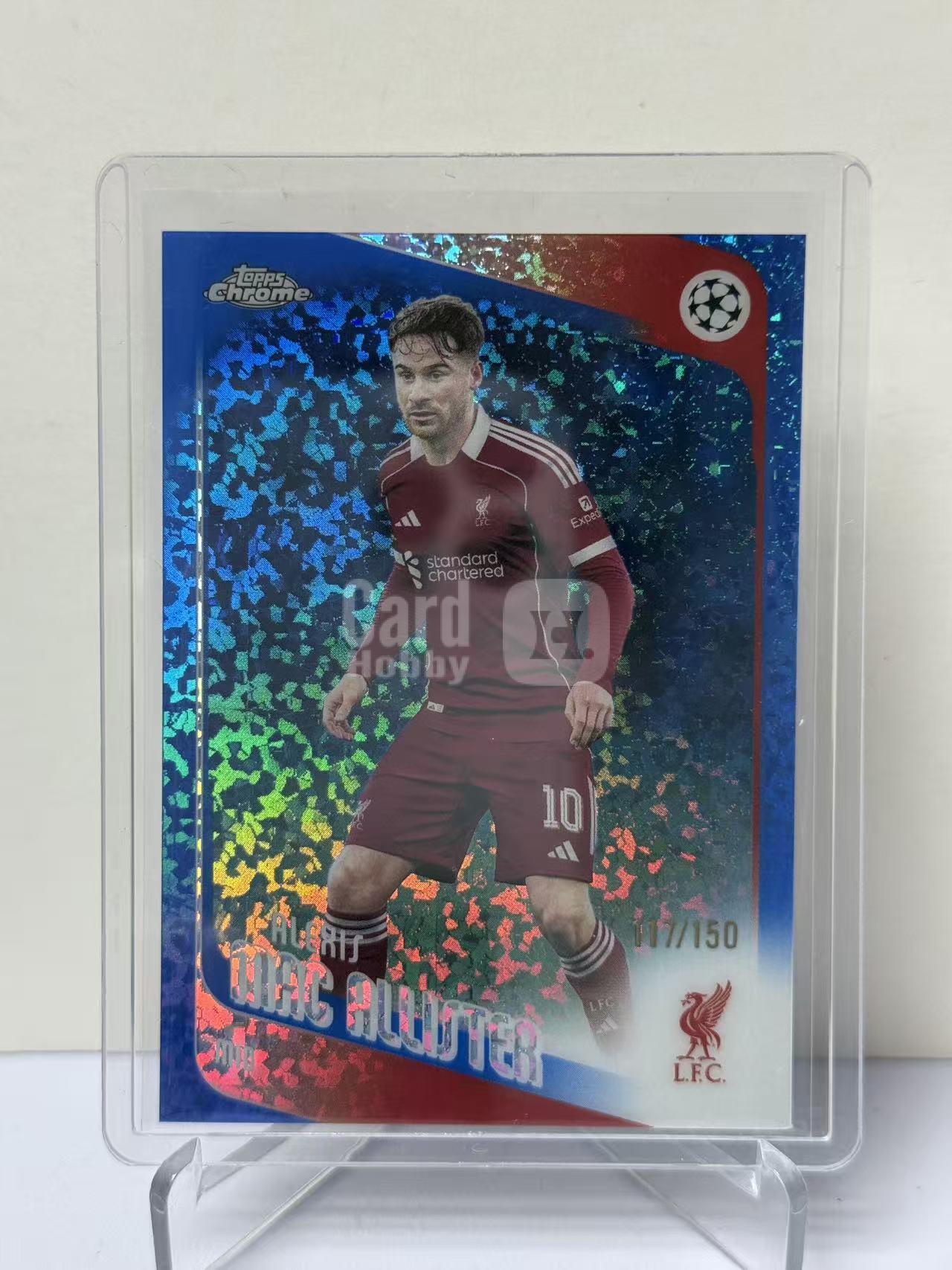 2026 Topps Chrome Alexis Mac Allister 欧冠 TC 利物浦 麦卡利斯特 蓝碎点折 117/150编 收藏必备 不保卡品 远哥