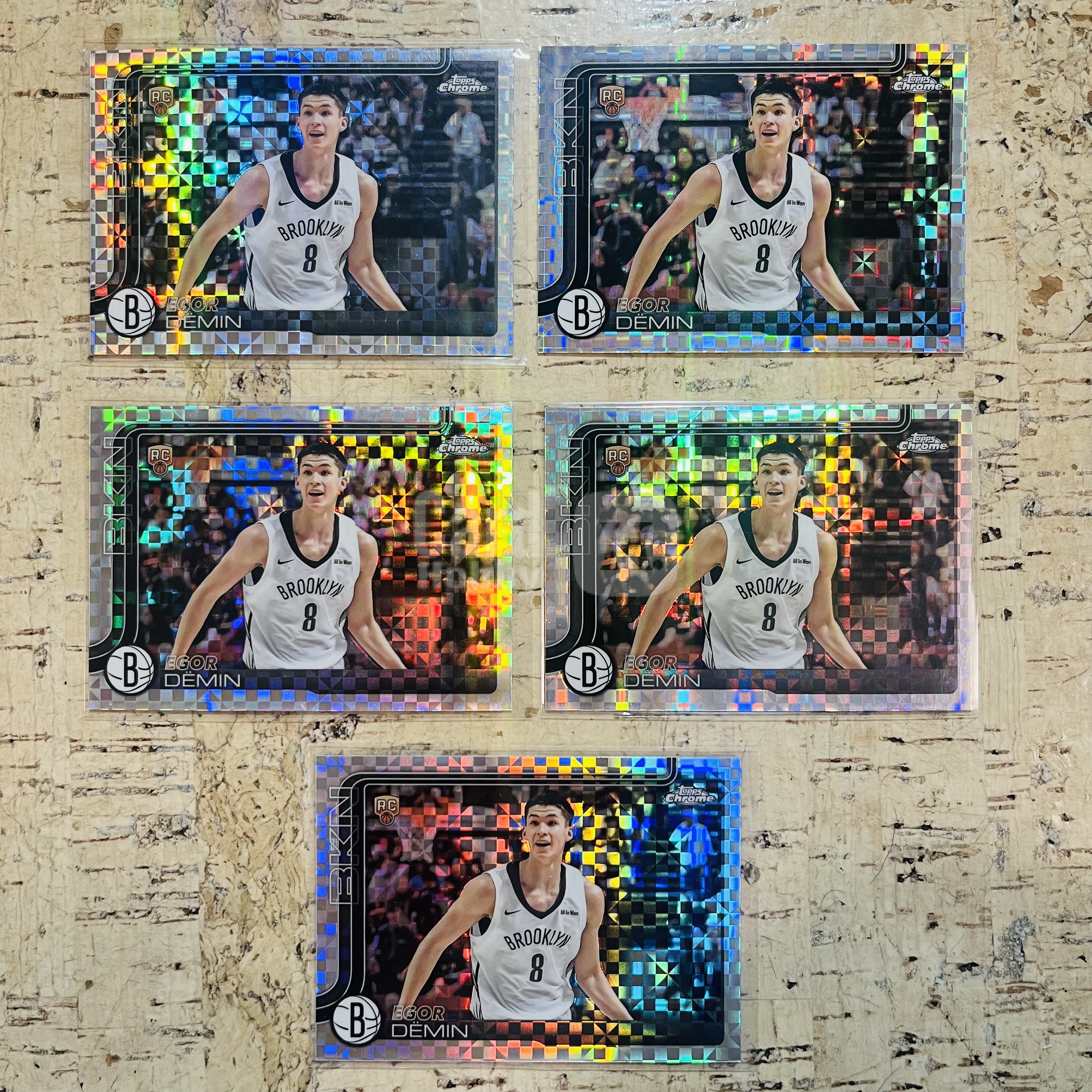 2025-26 Topps Chrome Egor Demin RC 新秀 篮网 杰明 德明 银棋盘折 格子折 5张打包 第2组 可兑换蓝X折 稀有折射 凑彩虹必备【小卡迷拍卖 可累积半年】