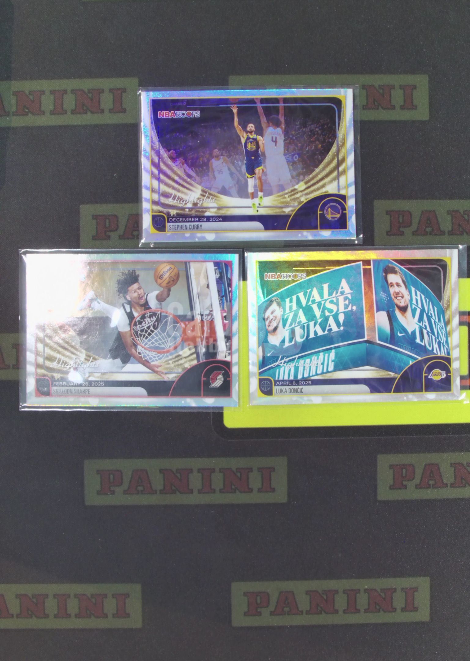 2025-26 Topps NBA Hoops Stephen Curry Nirvana Project 库里 东契奇 夏普 高光时刻特卡 银折 折射 3张lot 无重复 卡品如图 xu001