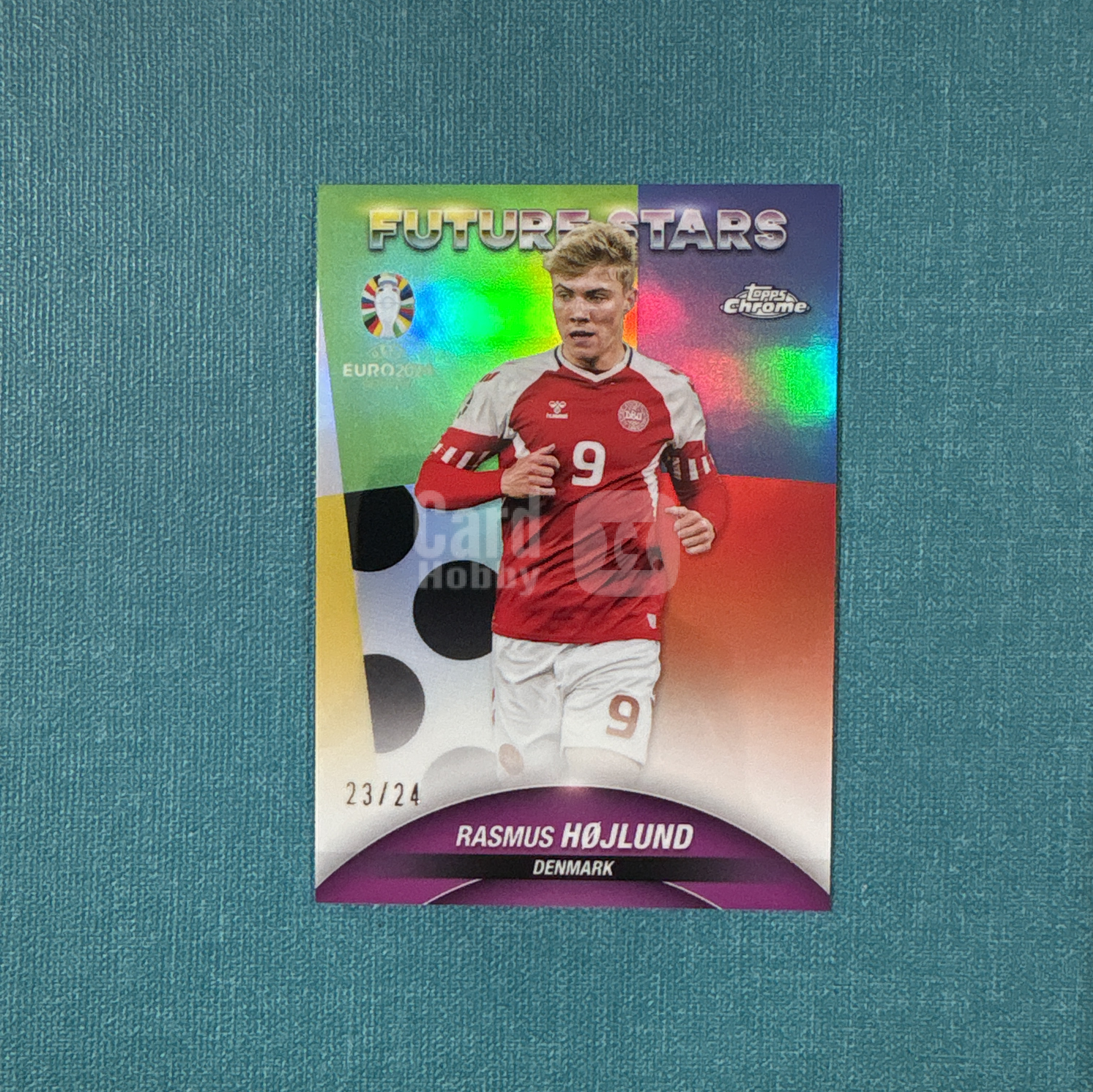 2024 Topps Chrome 欧洲杯 Rasmus Hojlund 霍伊伦 23/24编 低编 四色折 多彩折 丹麦 曼联 卡品如图 CJX