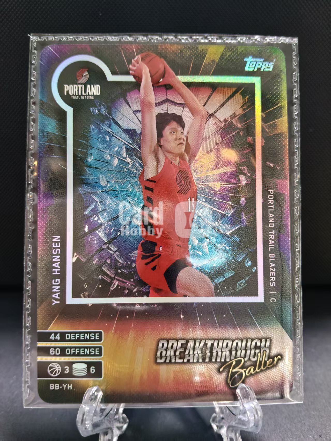 2025 Topps Match Attax Yang Hansen RC 新秀年 选秀年 RC 开拓者 杨瀚森 破局之将 游戏版 折射 卡品如图