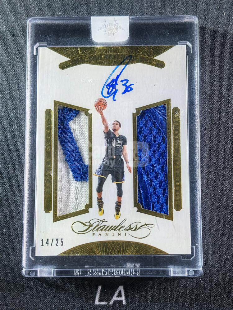 【LA拍卖精品】2015-16 Panini Flawless Stephen Curry 手提 勇士 斯蒂芬 库里 /25编 金版 大腰子PA 暴力切割GU双窗双色Patch 卡签签字 原封砖 系列大Hit 专收投资必备 瑕疵如图A01A