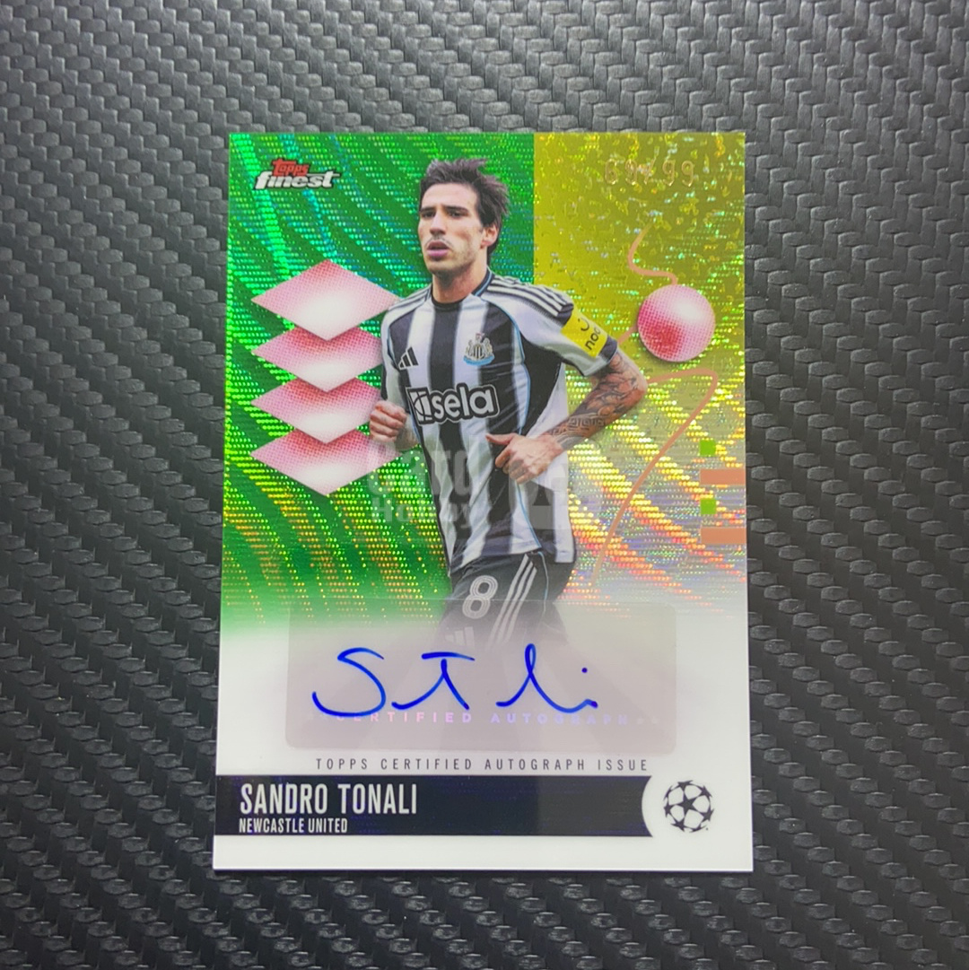 【小牛代拍】2025-26 Topps Finest 欧冠 Sandro Tonali 纽卡斯尔联 桑德罗 托纳利 签字 绿波纹折 绿折 69/99编 卡品如图(挺好)