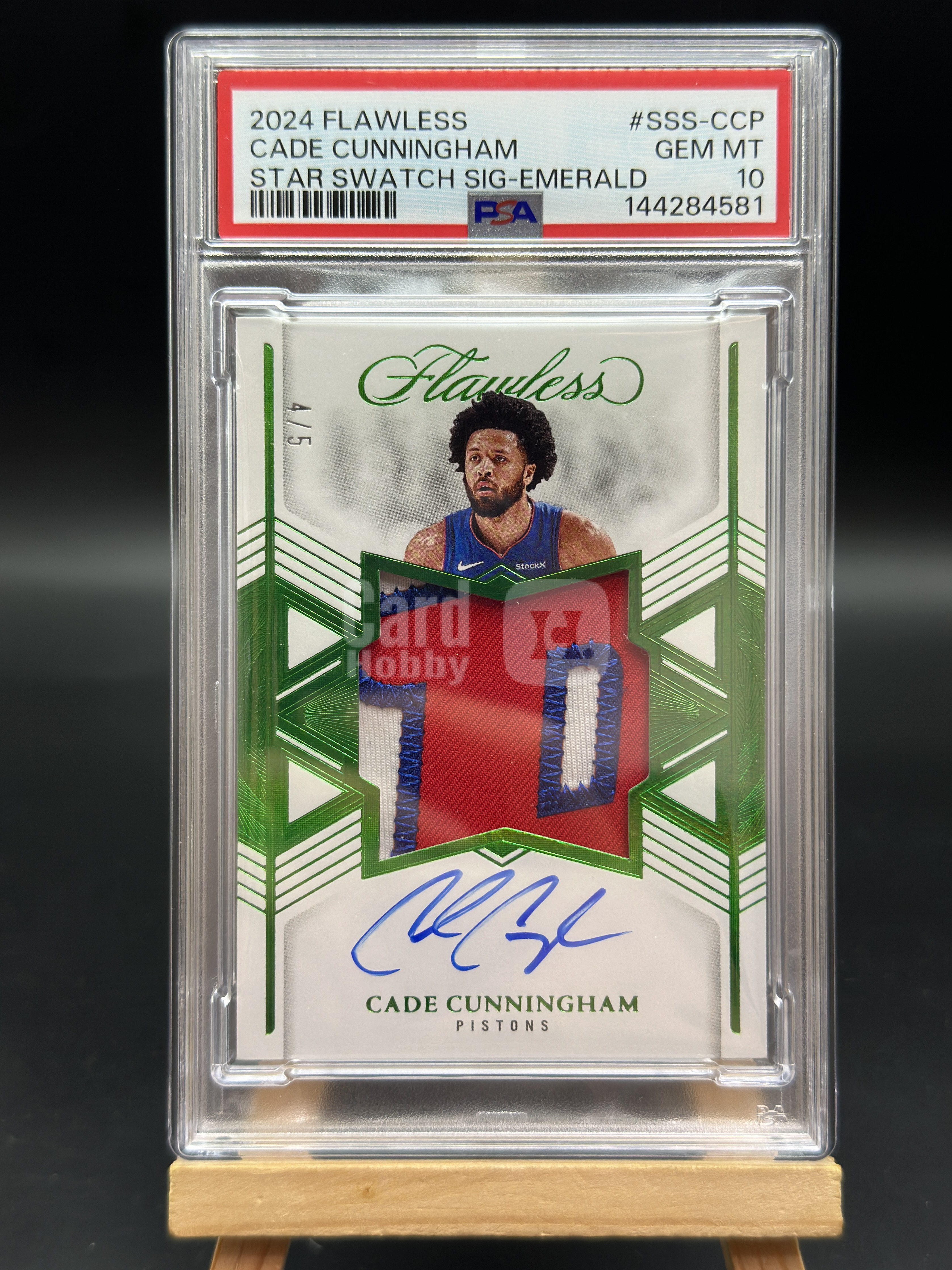 2024-25 Panini Flawless Cade Cunningham 末年手提 活塞 CC 坎宁安 康宁汉姆 SS 星星 暴力切割大窗Patch 4/5编 绿平行 签字 卡签 GU 唯一一版SS PSA10分 满分评级卡 送保护壳