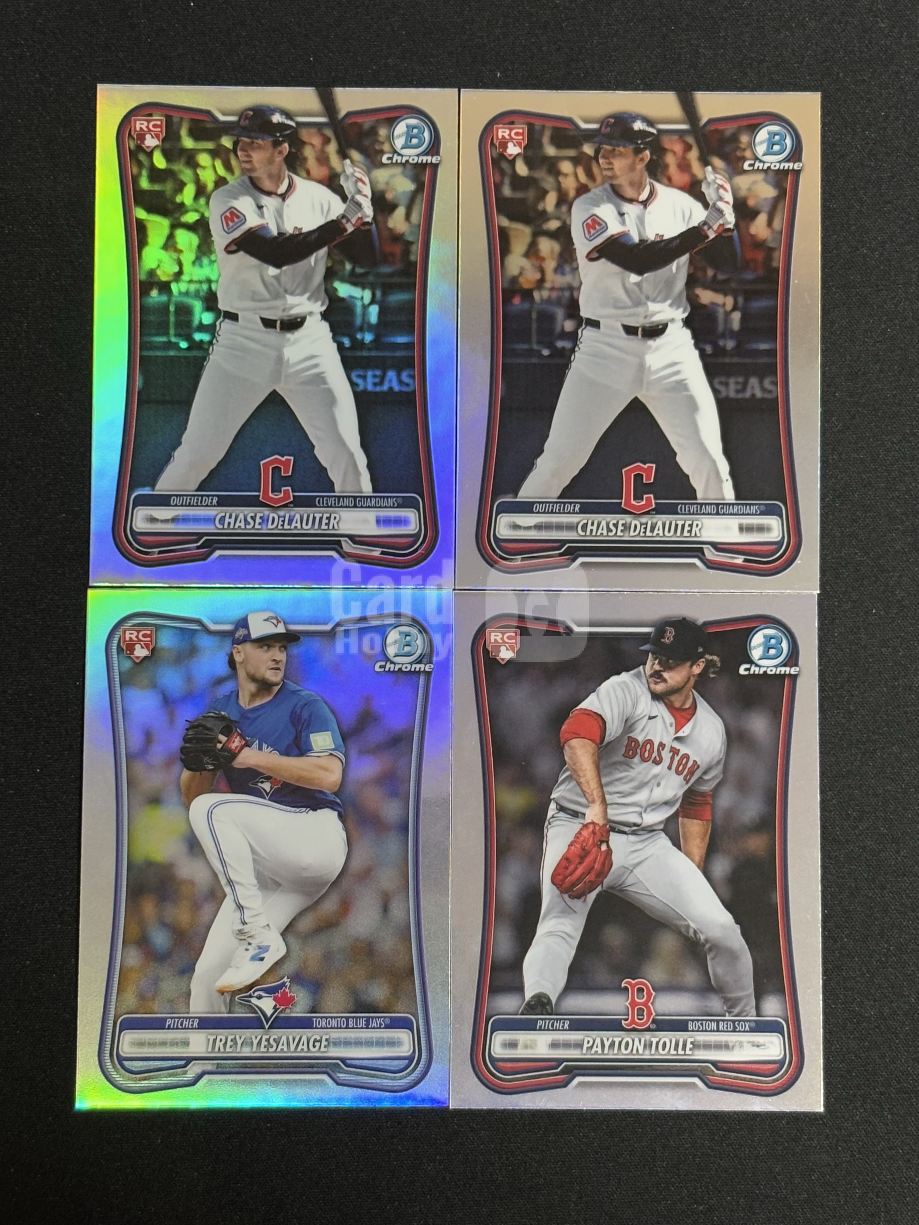 2026 Panini Bowman Chase DeLauter RC 棒球 MLB 蔡斯 德劳特 特雷耶萨维奇 佩顿托儿 新秀 红RC标 银折 4张打包 不包品 - 红豆