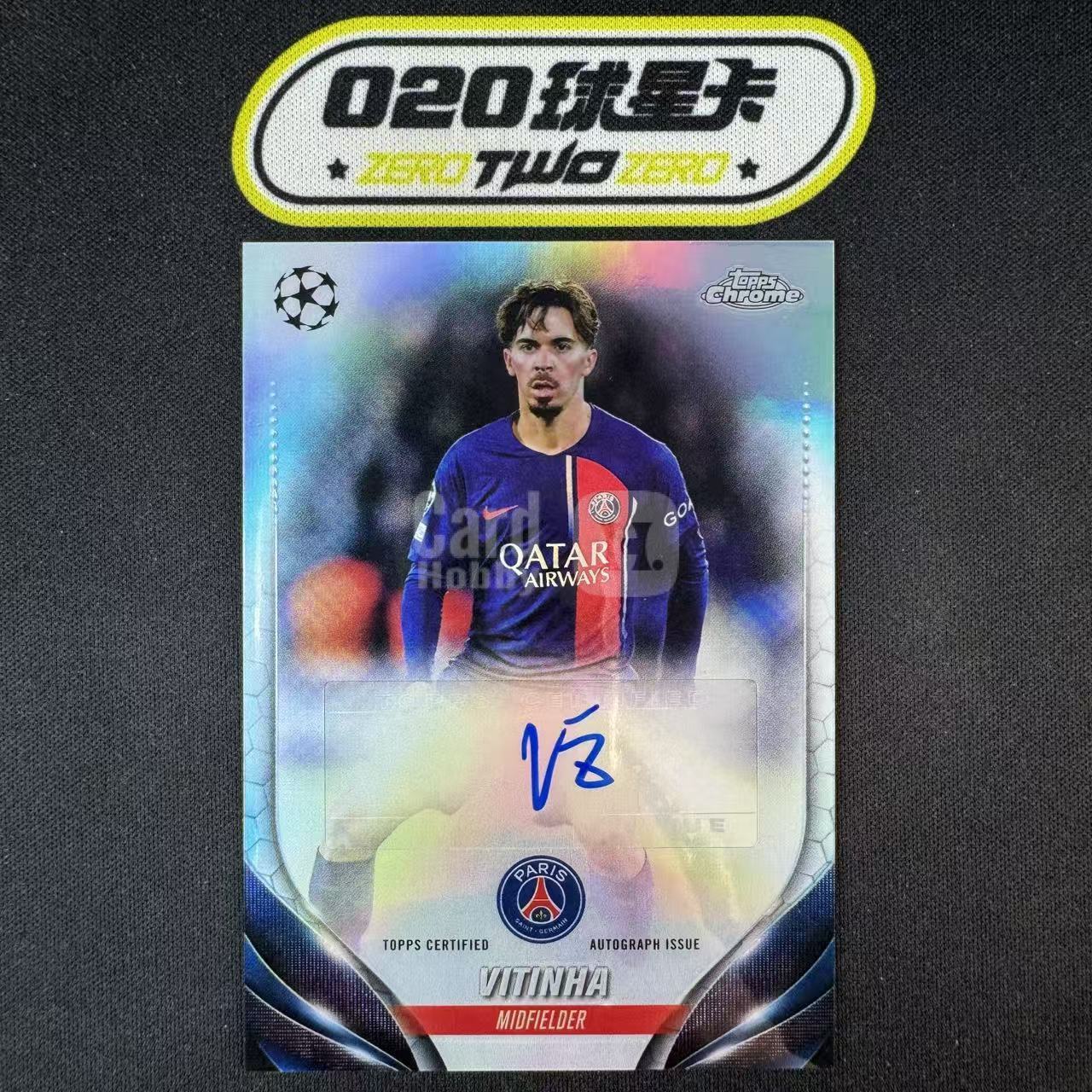 2023-24 Topps Chrome Vitinha 欧冠TC 维蒂尼亚 银折 签字 巴黎圣日耳曼 瑕疵如图 @OSORA