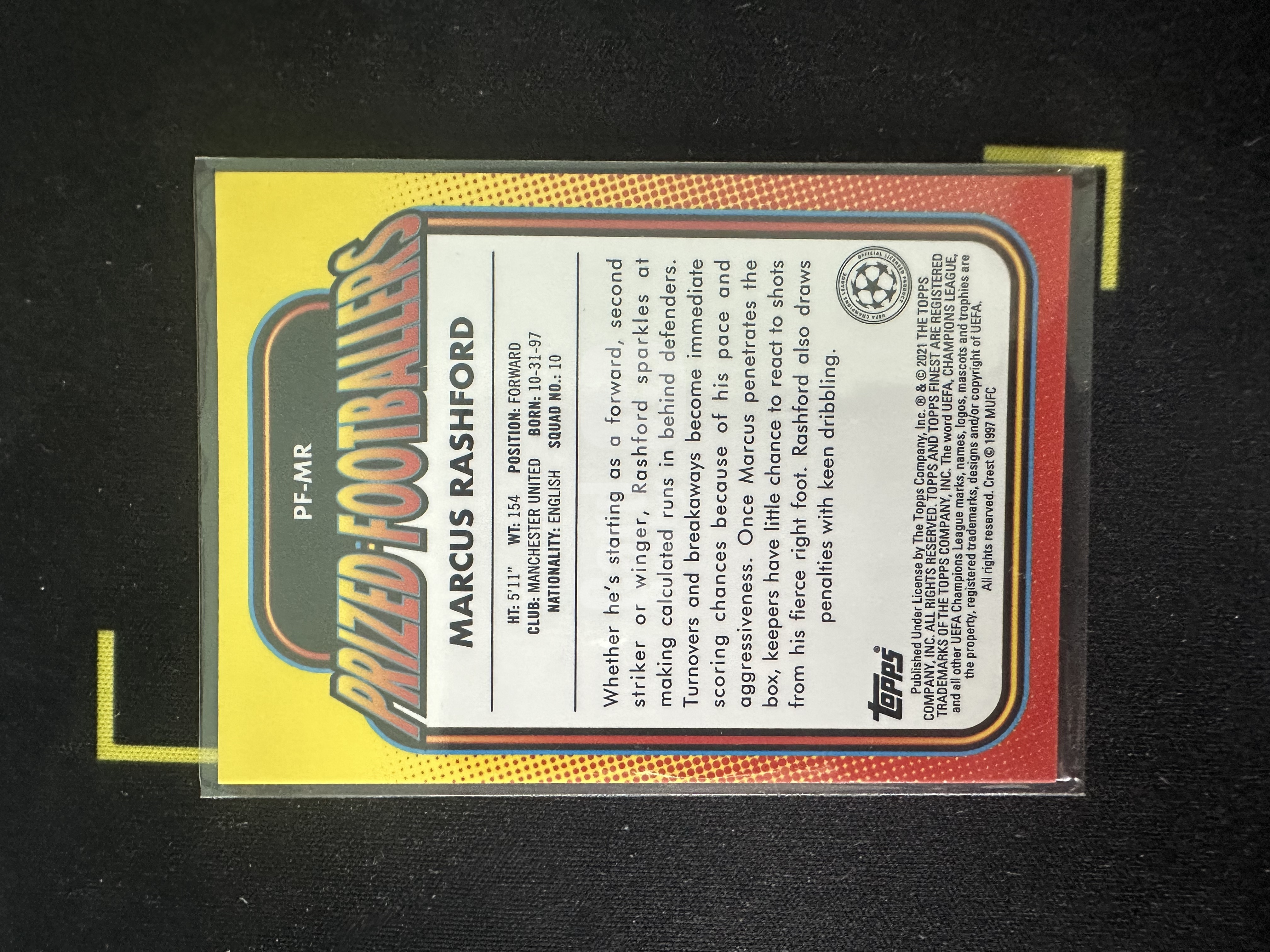 2021 Topps Finest Marcus Rashford 欧冠系列 拉什福德 曼联 银折