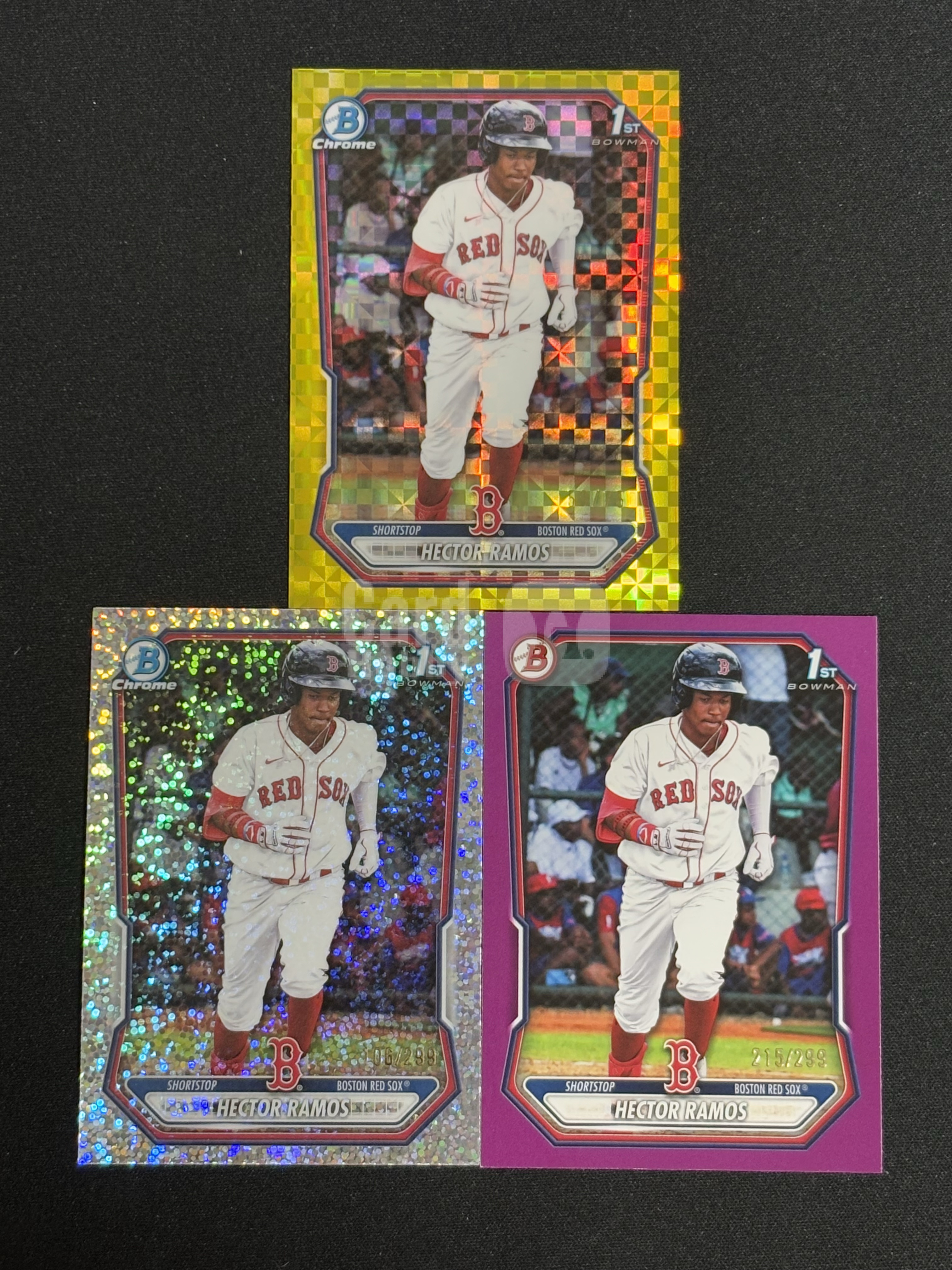 2026 Panini Bowman Hector Ramos 棒球 MLB 波士顿红袜 拉莫斯 1st 首秀 黄棋盘折 /75编 碎点点折 /299编 紫折 /299编 打包不包品 - 红豆