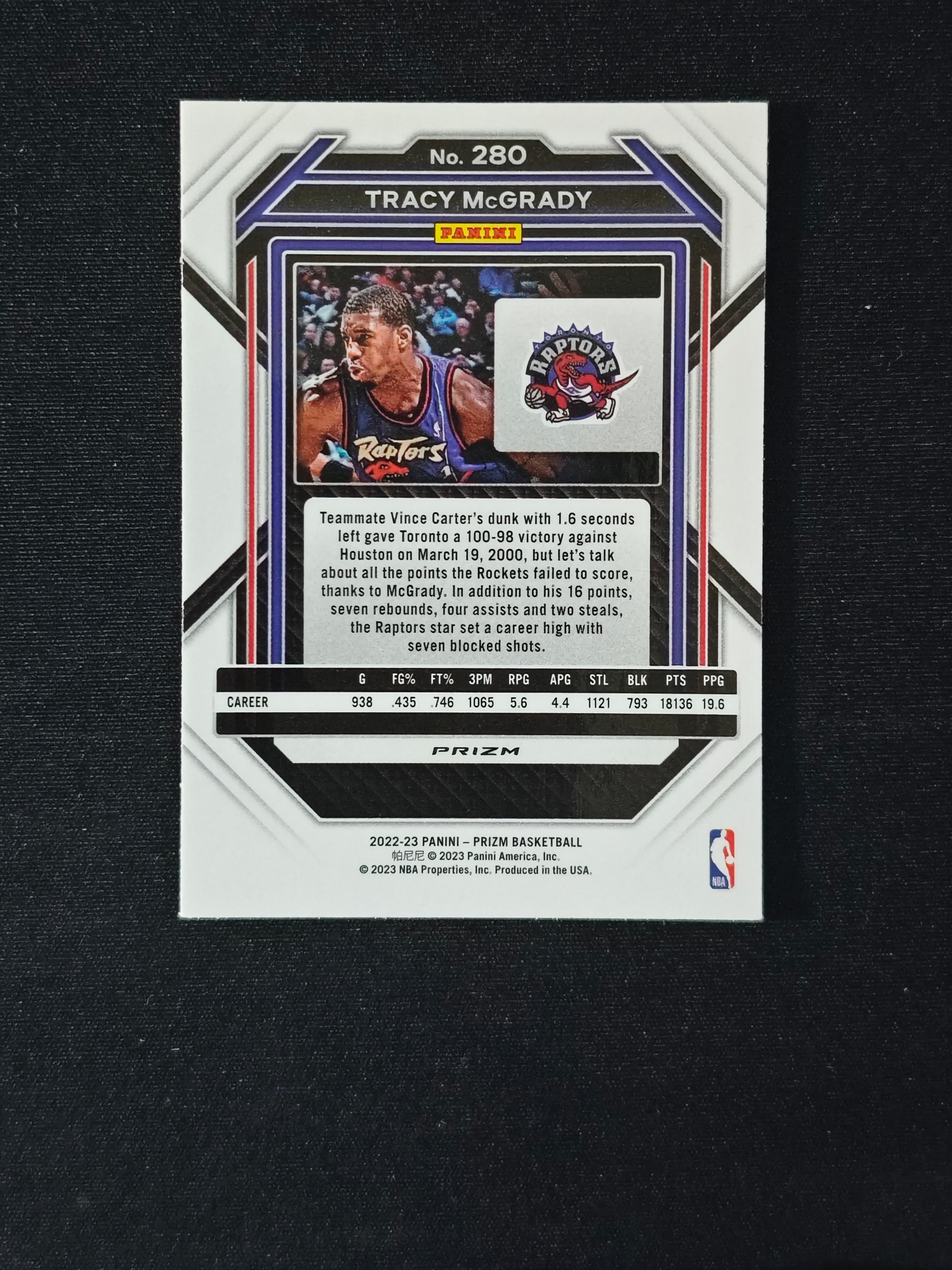 2022-23 Panini Prizm Tracy McGrady 【芒果拍卖】pz 猛龙 麦迪 麦克格雷迪 三色圈圈折 #1105晨哥2