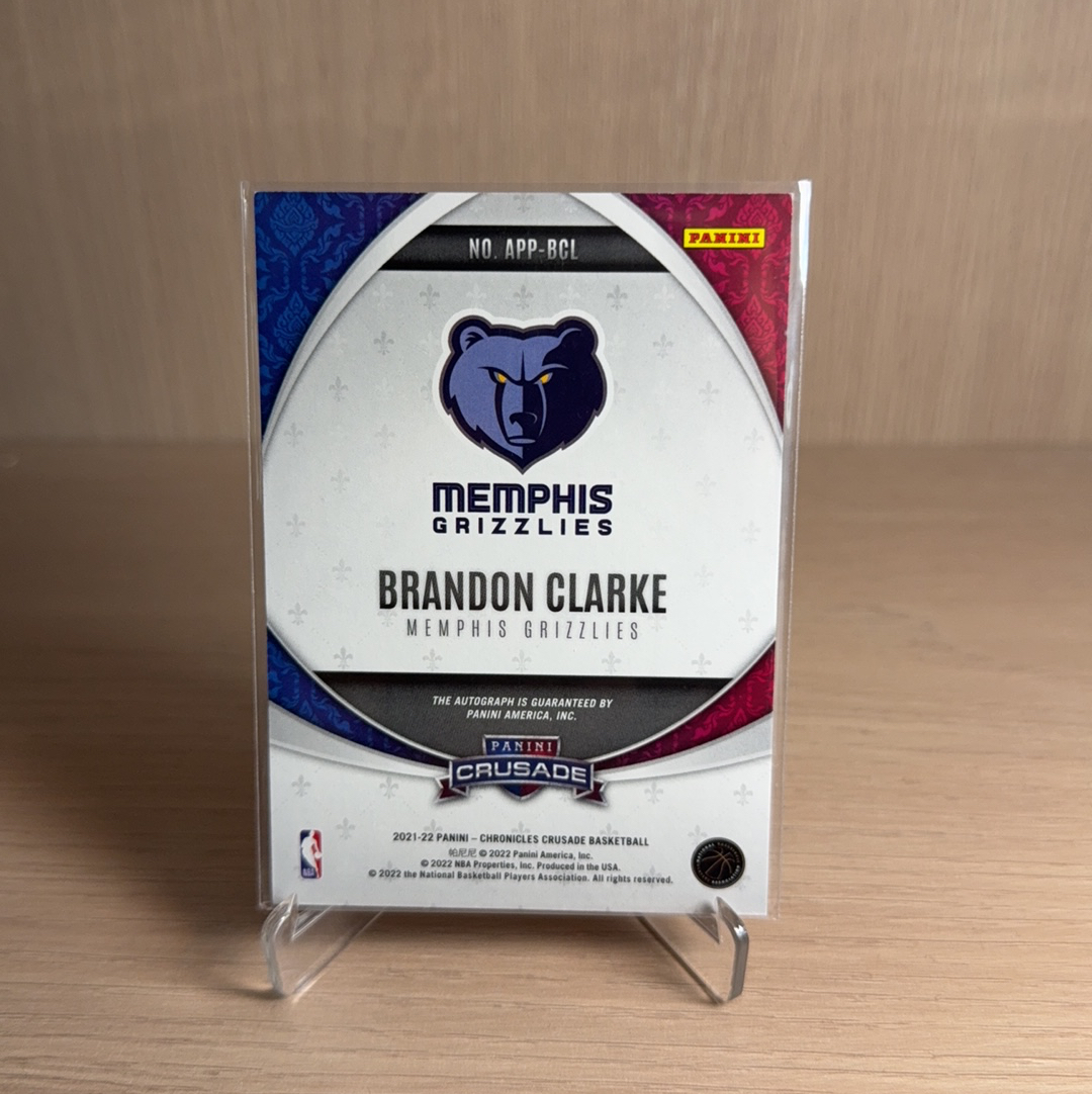 2021-22 Panini Crusade Brandon Clarke 【免费代卖】十字军 灰熊 布兰登 克拉克 签字 折射 特卡 卡品如图 值得收藏!!