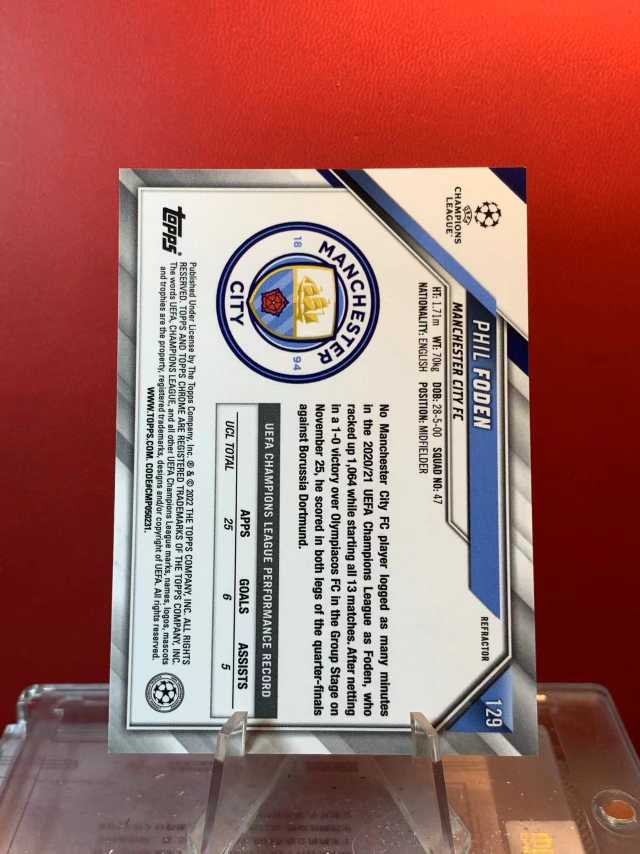 (老末精品代拍) E26 2022 Topps Chrome 欧冠TC Phil Foden 菲儿 福登 英格兰太子 曼城 银折 凑套必备