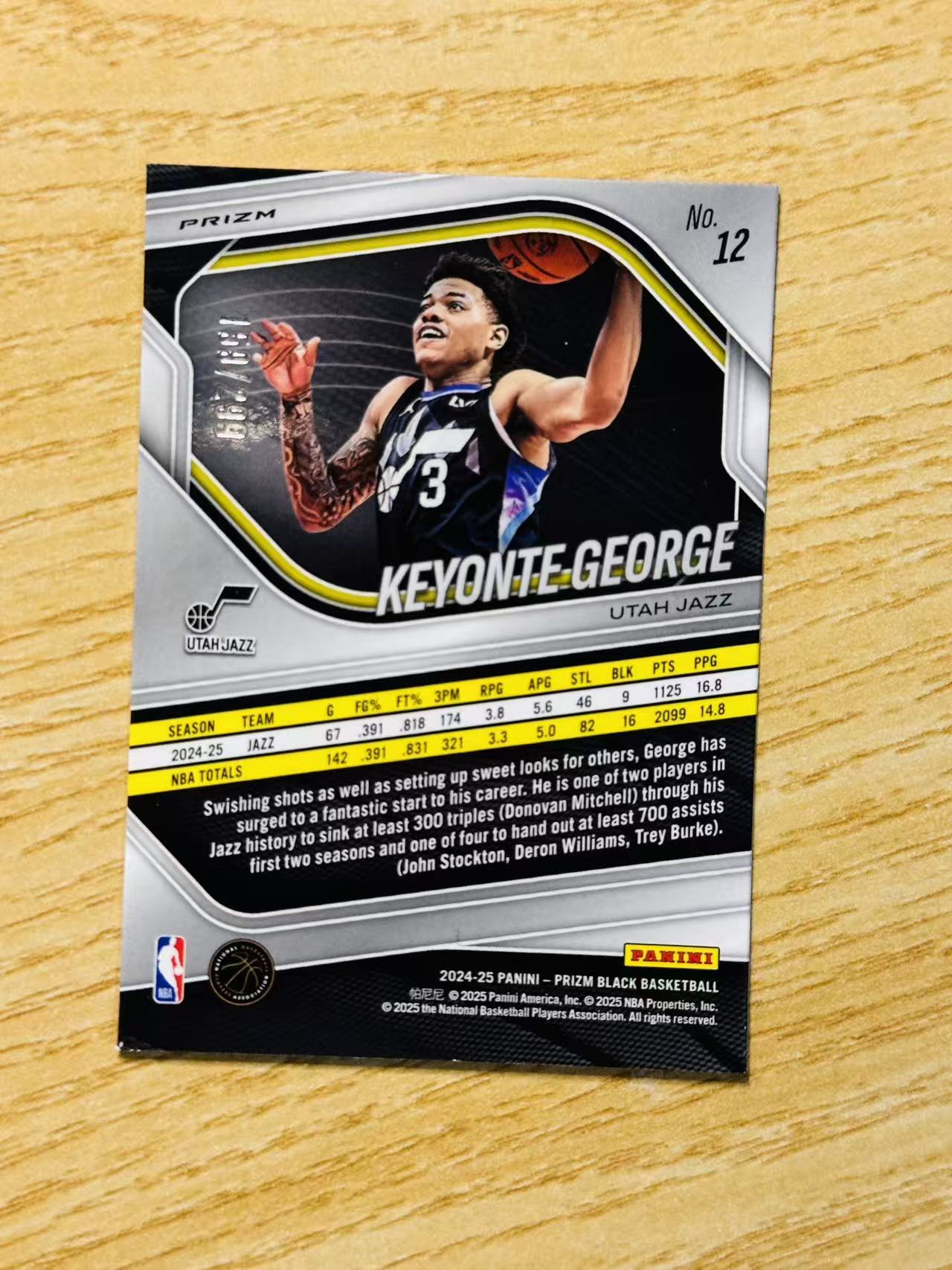 2024-25 Panini Prizm Keyonte George 嘿嘿代卖 基昂特 乔治 红折 299编 爵士 收藏必备