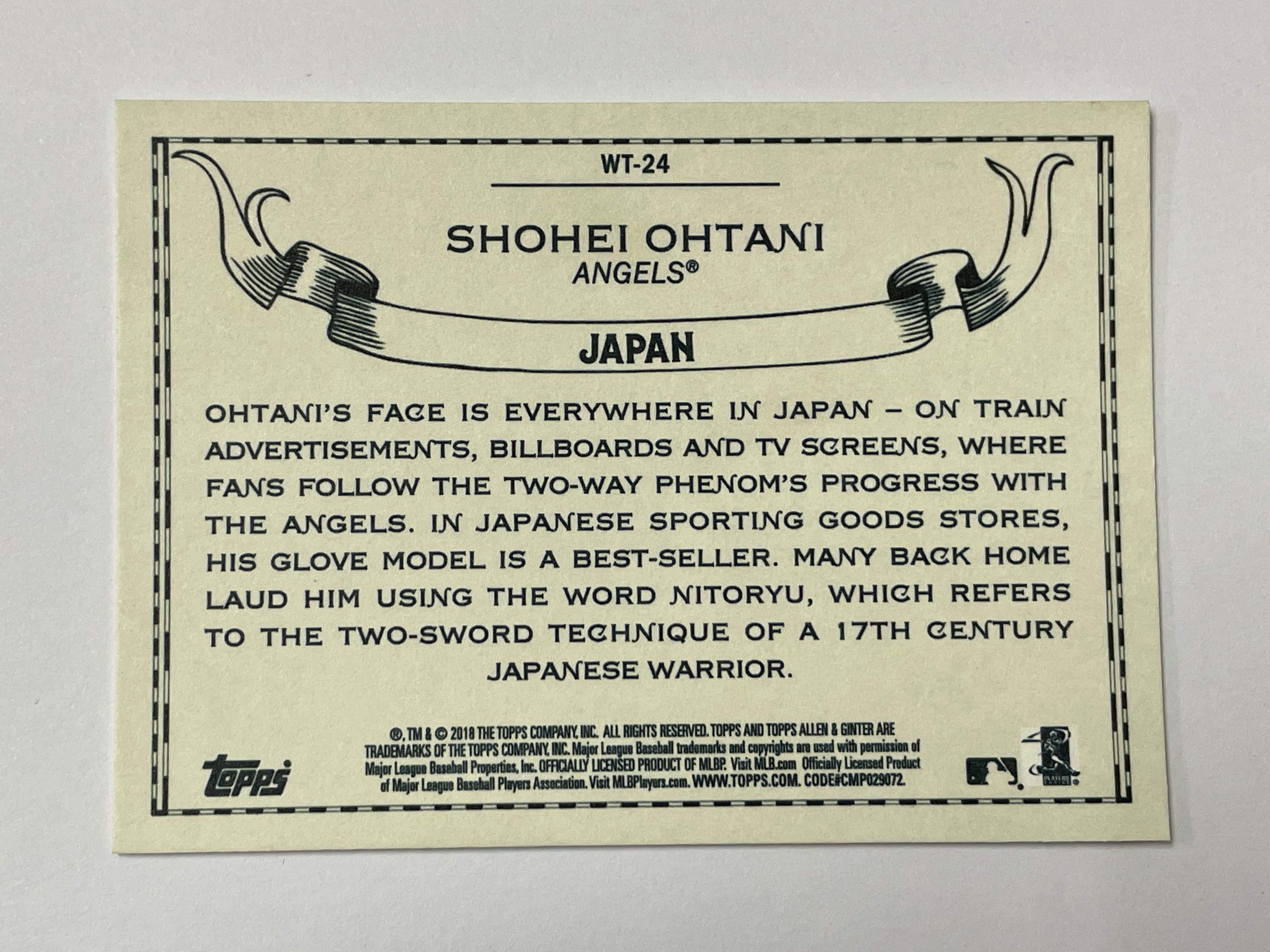 2018 Topps Allen & Ginter Shohei Ohtani RC 洛杉矶天使 大谷翔平 新秀 特卡