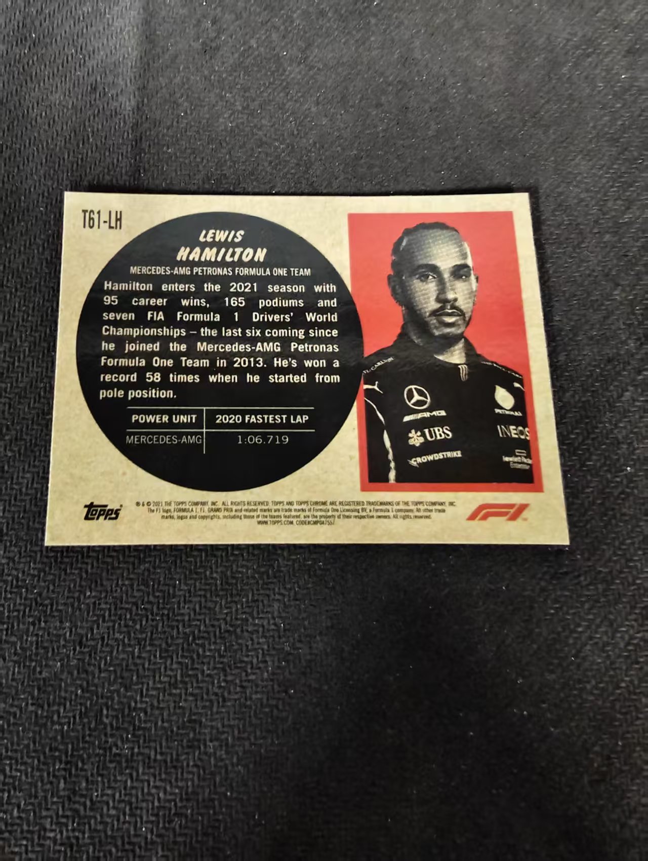 2021 Topps Chrome Lewis Hamilton F1 刘易斯 汉密尔顿 梅赛德斯奔驰 AMG 银折 F1 划痕 边角瑕疵 #LH