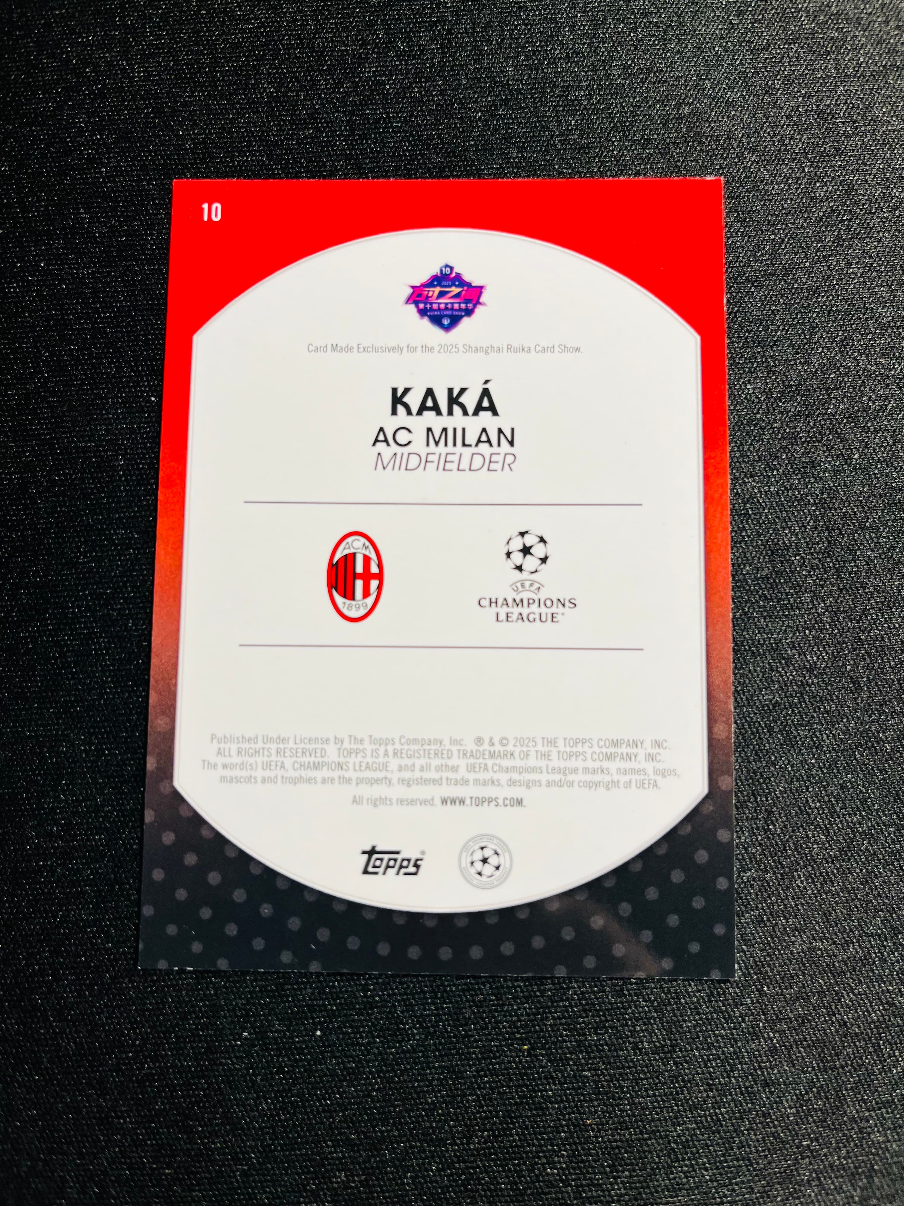 【VC拍卖0手费到卡预付90%】2025 topps 方寸之间 卡展联名 AC米兰 Kaka 卡卡 50编 金折 选图帅气 实卡好看 收藏必备——小吴