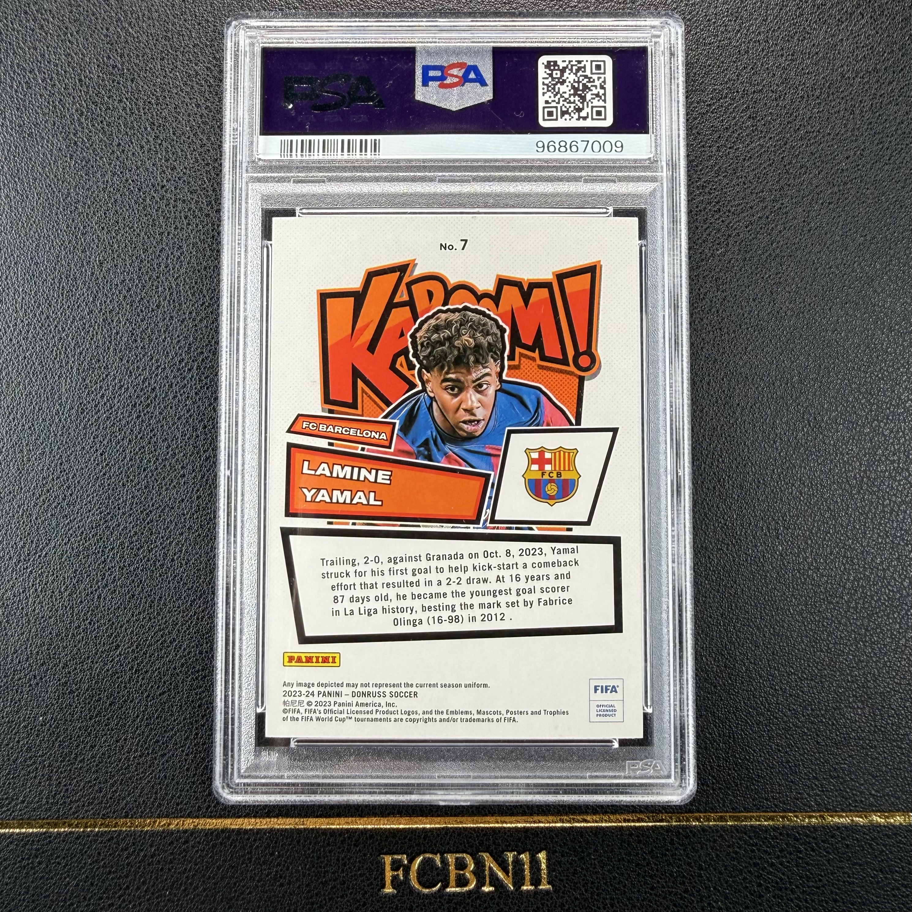 【FCB拍卖】2023-24 PANINI DONRUSS FIFA LAMINE YAMAL 拉明 亚马尔 RC 新秀 KABOOM!卡爆 PSA9 巴萨 巴塞罗那 西班牙 世界杯破门 帕尼尼招牌特卡{Run277}FCBN11代理拍卖