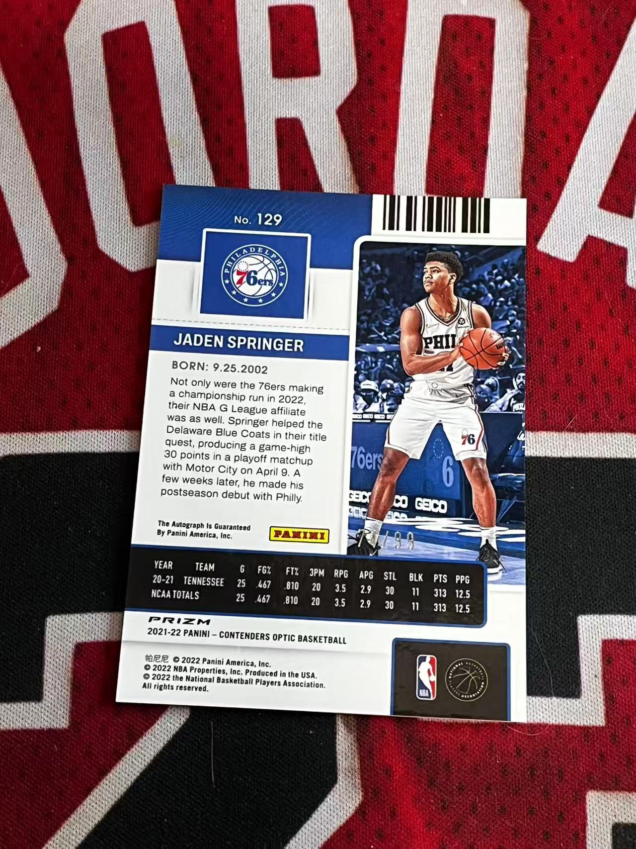 【接寄拍费率低至5%含卡淘手续费】2021-22 PANINI CONTENDERS 球票系列 76人 新秀RC 杰登斯普林格 99编 签字卡 卡签 红折 折射 专收凑套必备【烂臭嘴拍卖】