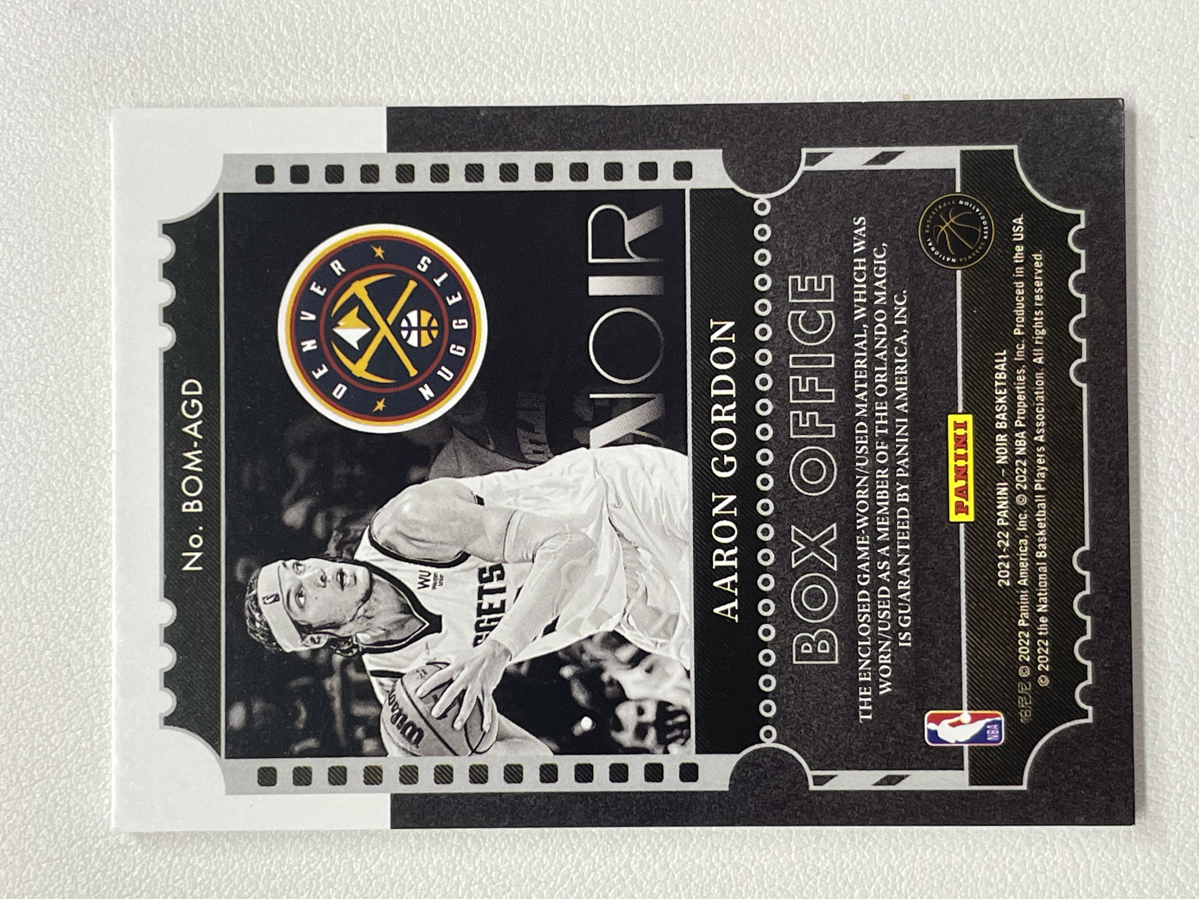 【天秤座拍卖到卡预付85%】2021-22 Noir 诺尔 掘金 Aaron Gordon 阿隆 戈登 99编 球衣 gu 亲穿 卡品如图 实卡好看 收藏必备※花儿最美