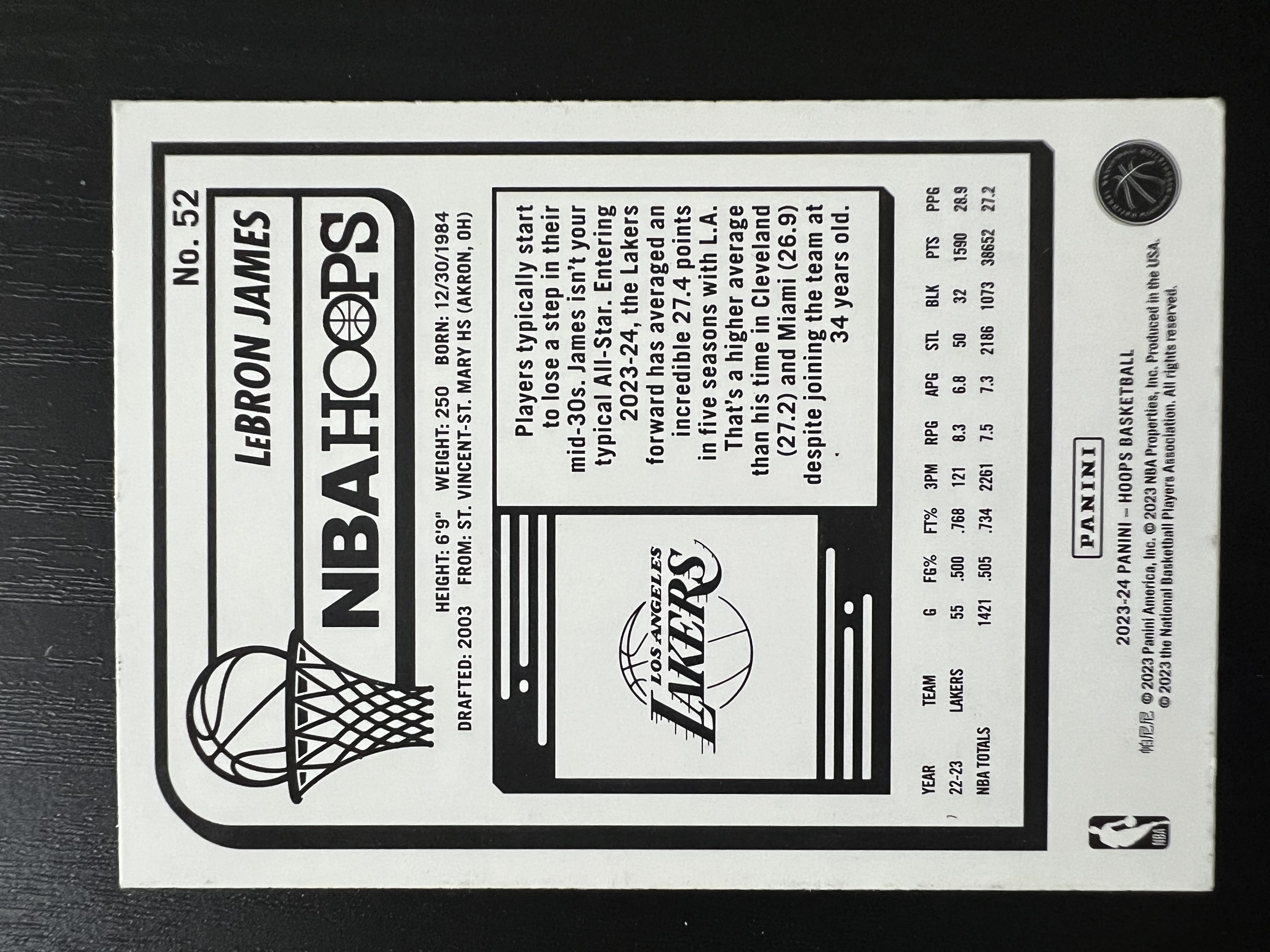 2023-24 Panini Hoops LeBron James 勒布朗詹姆斯 湖人 HOOPS 雪花 (QYANG-A10)收藏凑套 卡品如图 免费代拍