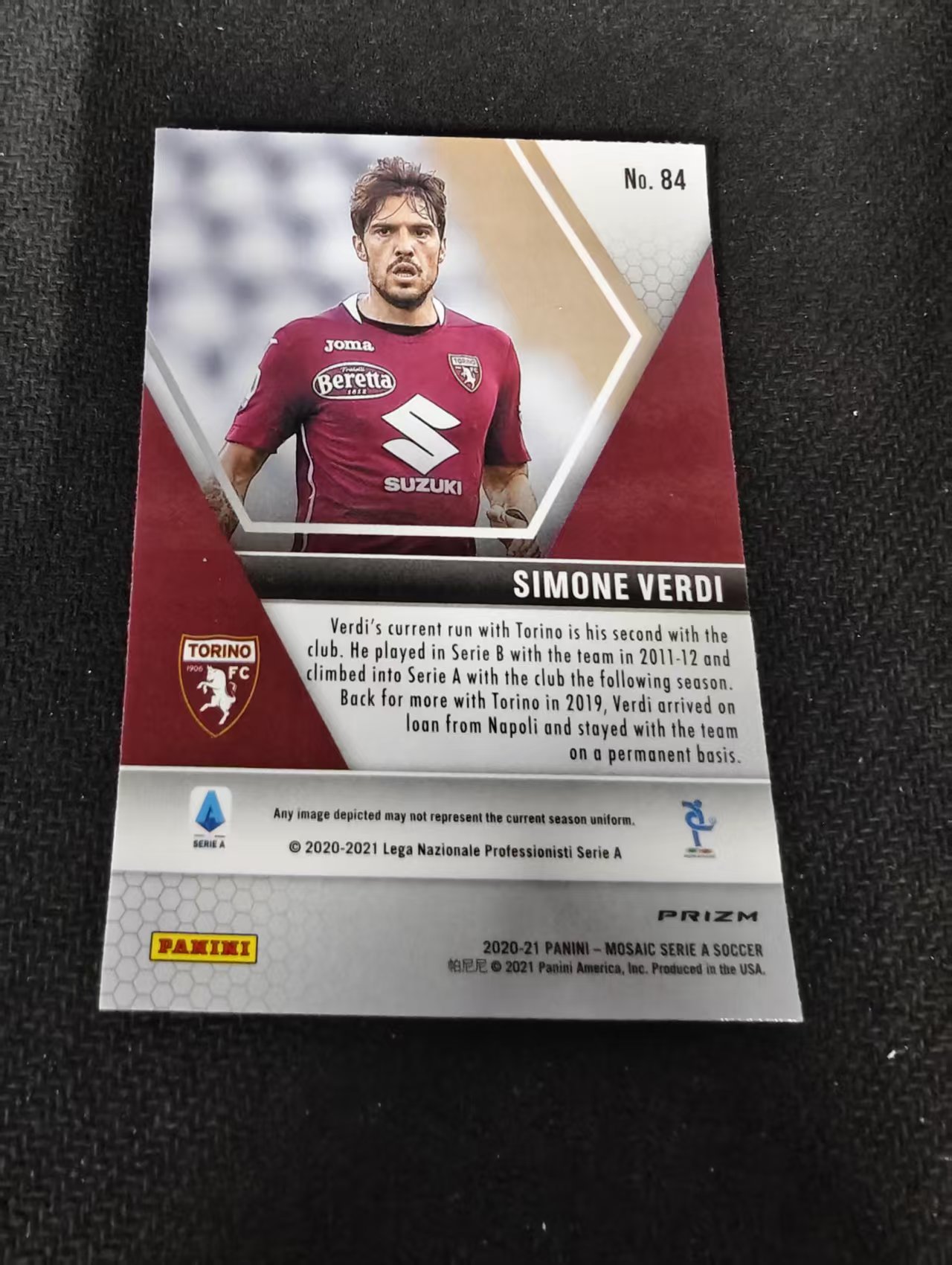 2020-21 Panini Mosaic Simone Verdi 威尔第 都灵 意甲 马赛克 银折 划痕 边角瑕疵 #84