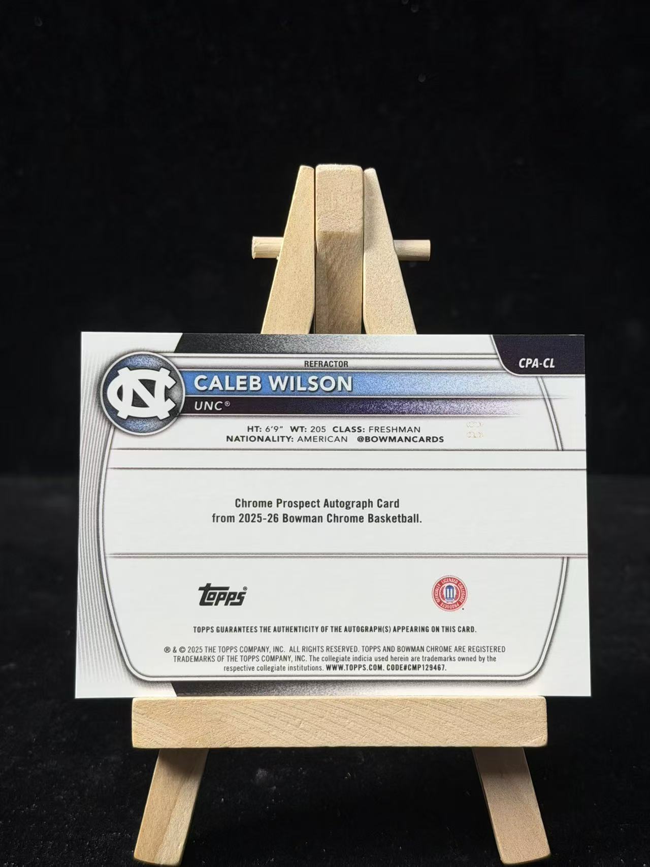 【Ai拍卖】2025-26 Bowman Chrome Refractor Caleb Wilson 1st凯莱布 威尔逊 146 /499 编 贴签 签字 潜力新秀 瑕疵如图 29-大雨