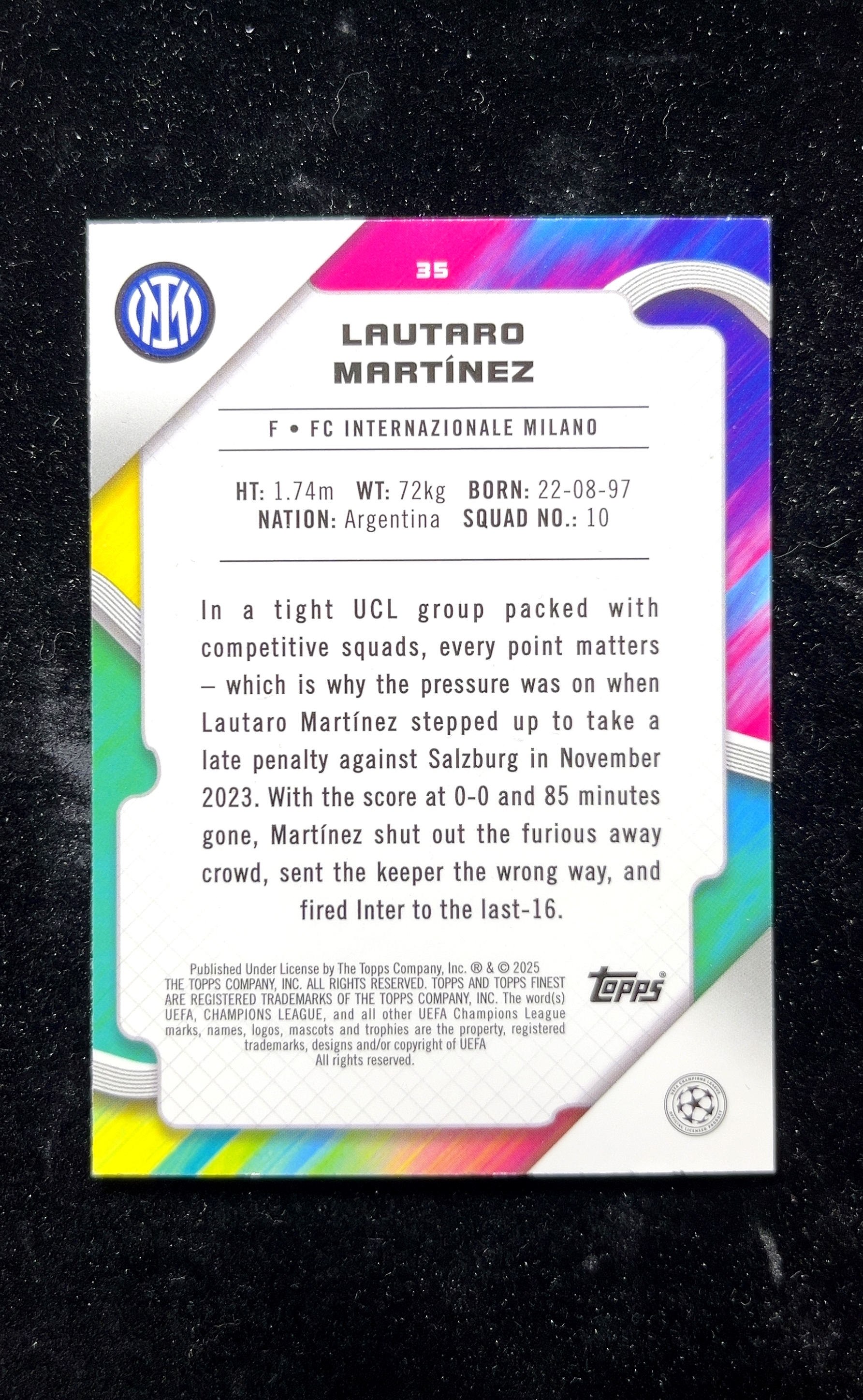 【小白1%代卖】2025 Topps Finest 卡品如图 高价值 #35 FC Internazionale Milano 国际米兰足球俱乐部 0623