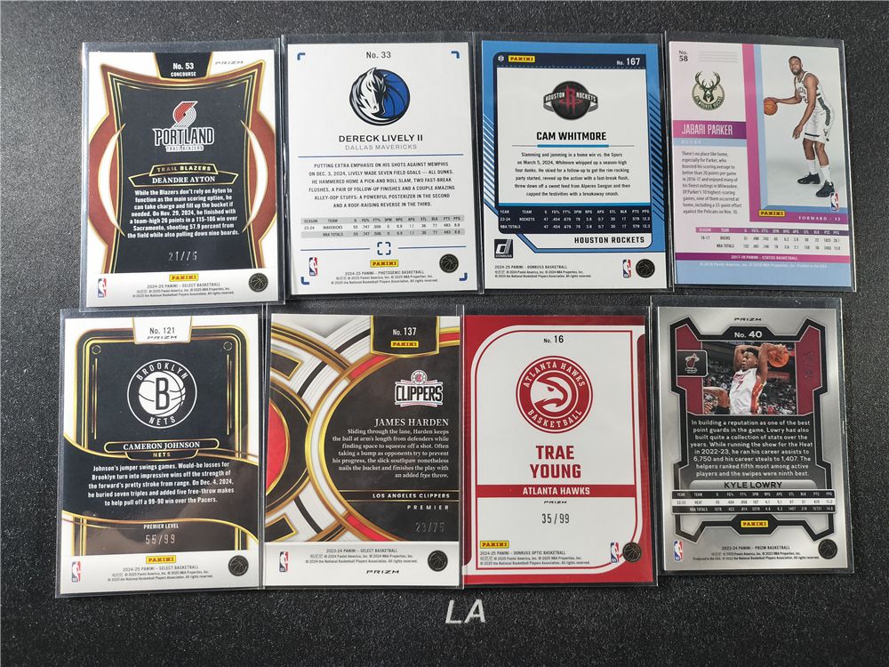 【LA拍卖】Panini Select 小粉红 杜蕾斯 上镜 杜蕾斯OP 特雷 杨 卡姆 惠特摩尔 德里克 莱弗利二世 詹姆斯 哈登 卡梅伦 约翰逊 艾顿等 蓝波纹折 白波纹折等 base 特卡 149/75/99/75/35编 小E