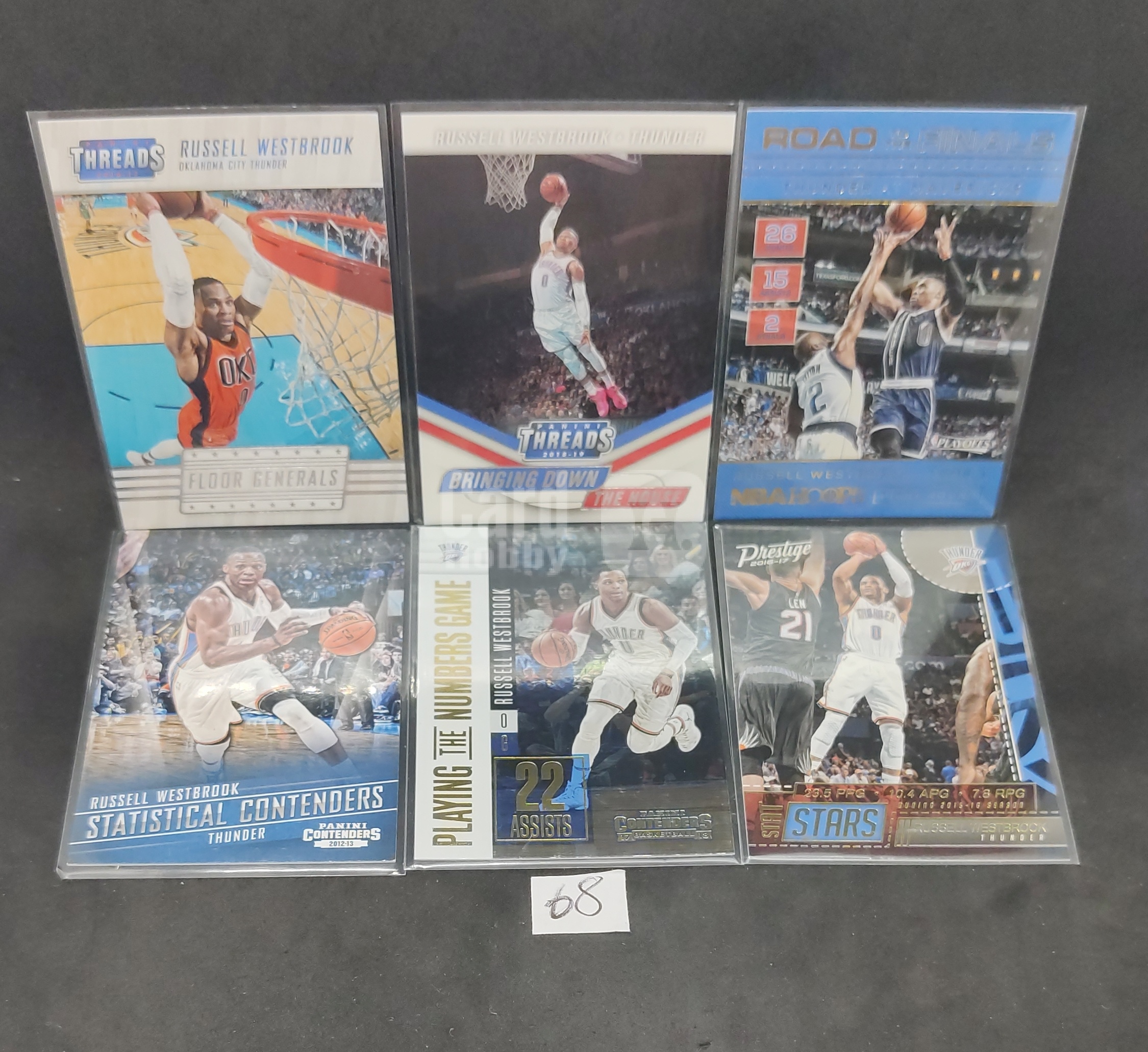 【DC拍卖】7.18 2011-2013 拉塞尔・威斯布鲁克 雷霆队 Panini 球星卡合集 Threads/Hoops/Contenders/Prestige 特卡 6 张