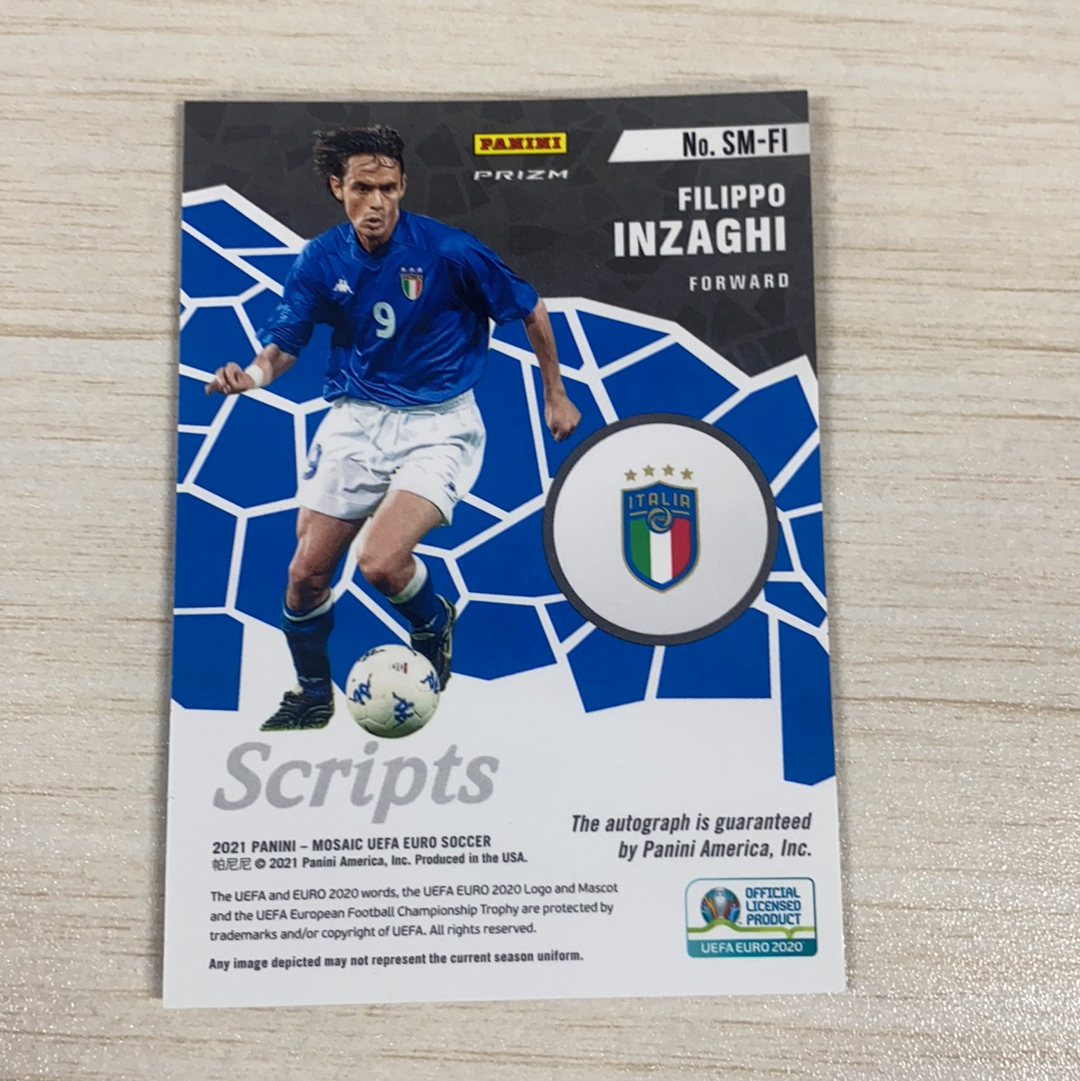 【小牛代拍】2021 Panini Mosaic 马赛克 欧洲杯 Filippo Inzaghi 因扎吉 意大利 欧洲杯 签字 AC米兰 九爷 泡泡折 卡品如图(polo)