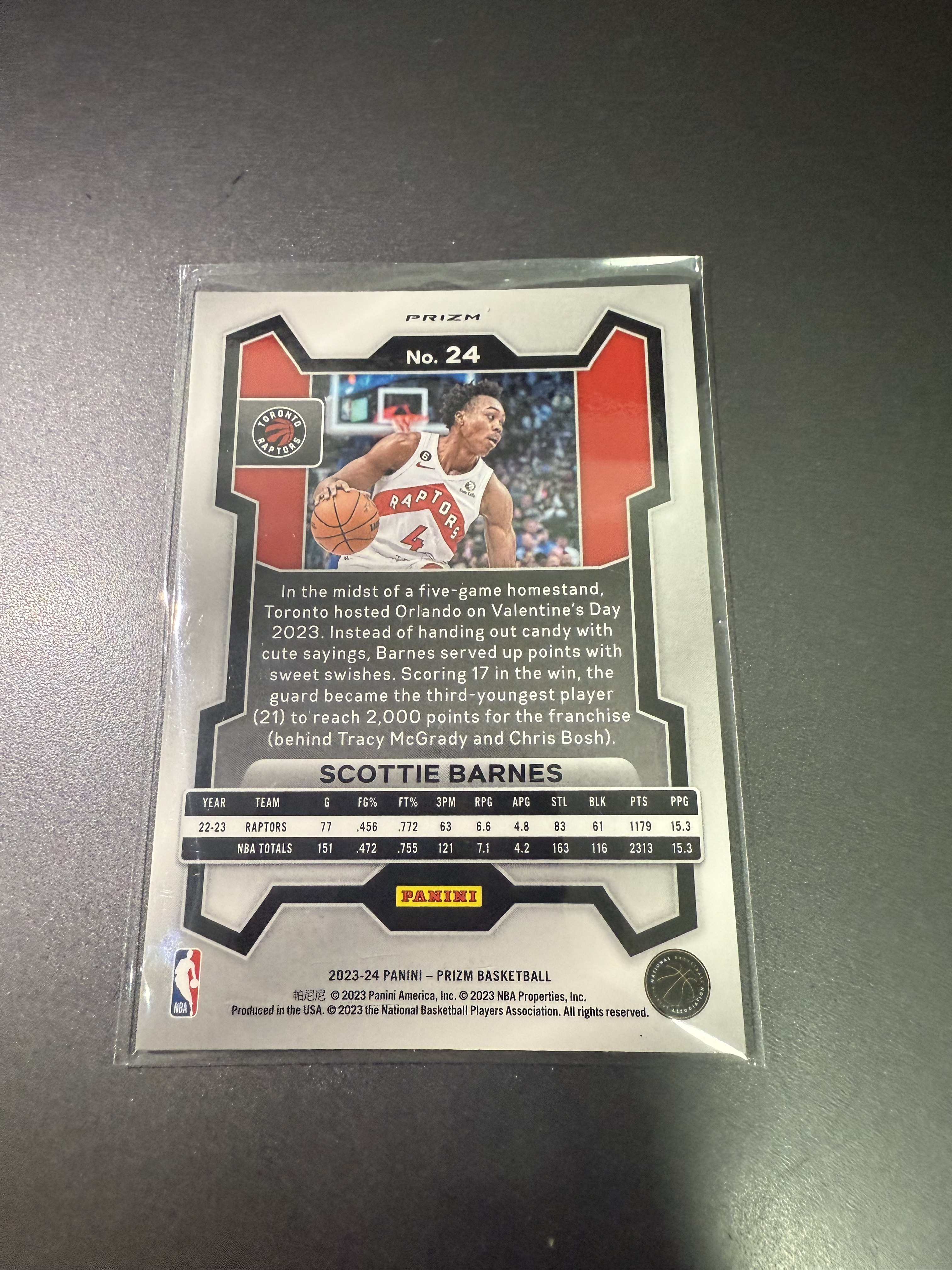 2023-24 Panini Prizm Draft Picks Scottie Barnes 斯科蒂巴恩斯 红闪折 丁