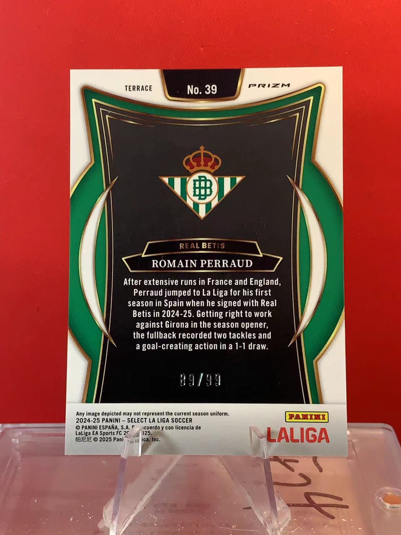 (詹叔代拍)2024-25 panini select romain perraud 西甲 皇家贝蒂斯 罗曼 佩罗 紫折 折射 一级 89/99编 卡品如图 顺丰寄付 泰山