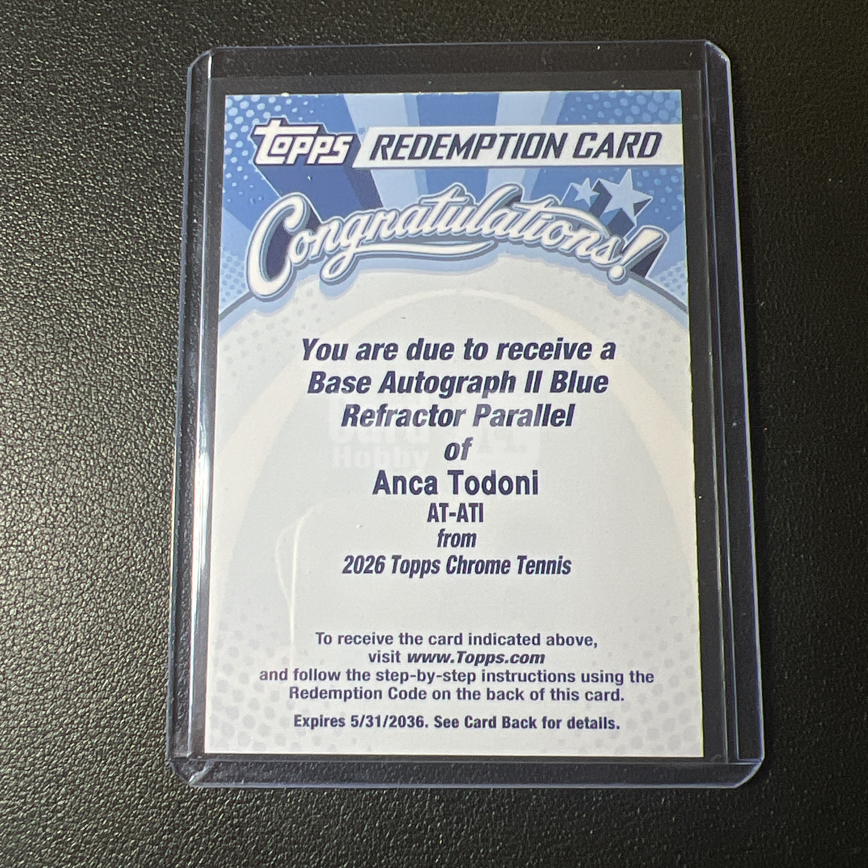 【鲨鱼代卖】2026 Topps Chrome Tennis Anca Todoni  安卡 托多尼 150编 蓝折 签字 交换板 网球TC 只发板FY0710