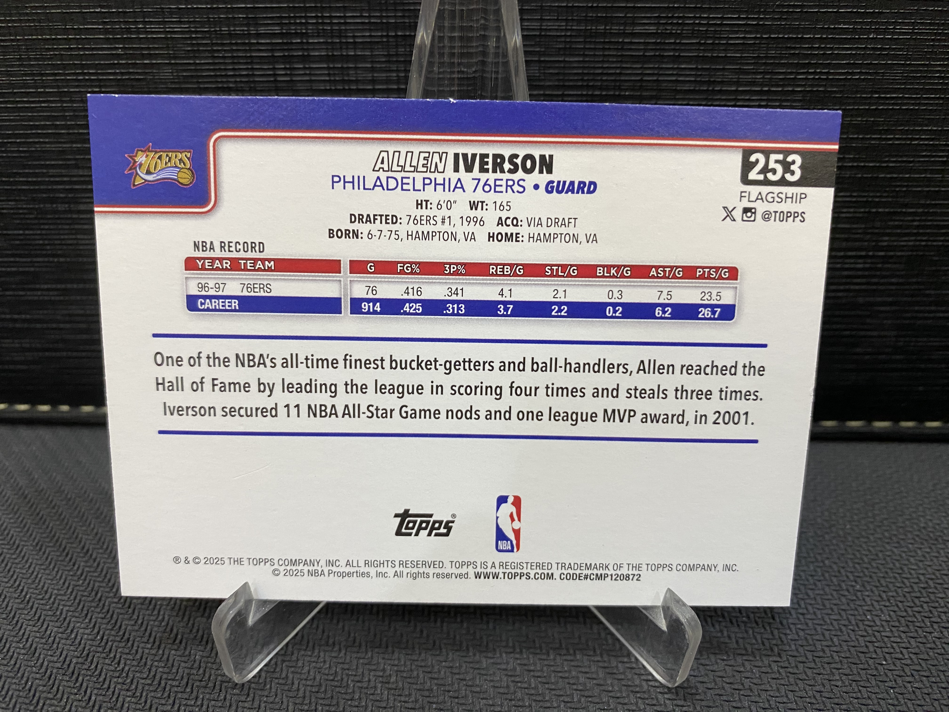 2025-26 Topps flagship Allen Iverson 76人 答案 AI 阿伦 艾弗森 折射 铜折 棕折 2025编 年份编 收藏必备 卡品如图 -砍王-【乌苏拍卖】