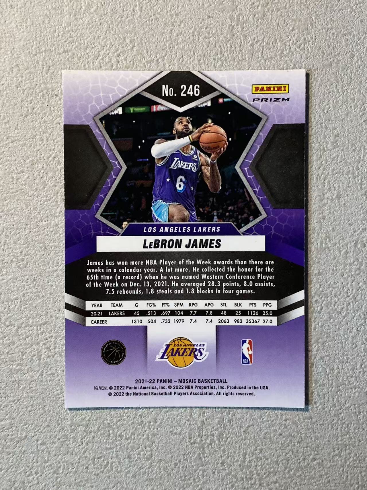2021-22 Panini Mosaic LeBron James 马赛克 湖人 勒布朗 詹姆斯 国家荣耀 绿马赛克折 折射 经典选图 收藏必备