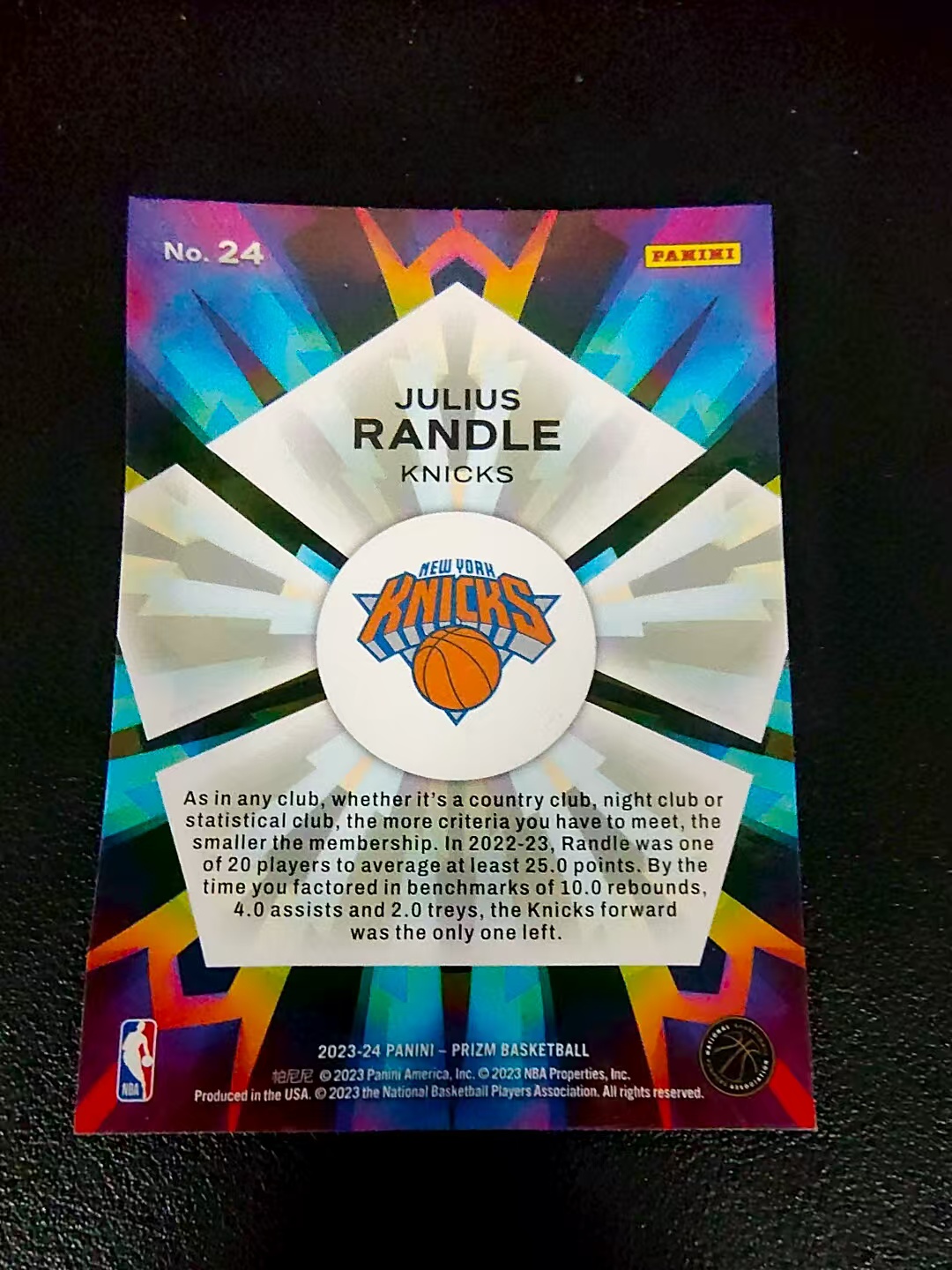 【可合并,不累计】2023-24 Panini Prizm Julius Randle 尼克斯 兰德尔 万花筒特卡 PZ 划痕 边角微瑕 介意勿拍 #24