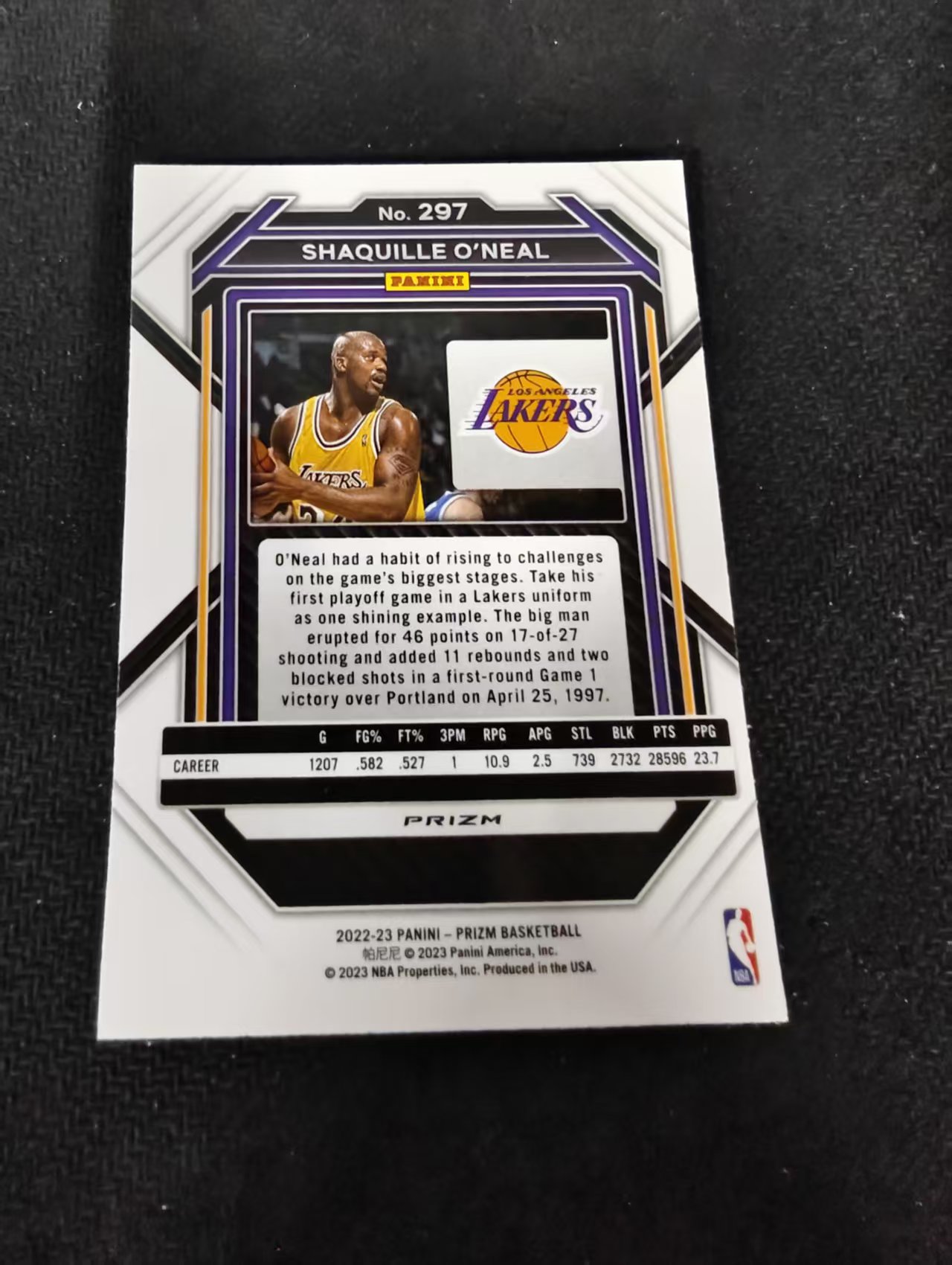 2022-23 Panini Prizm Shaquille O'Neal PZ 奥尼尔 沙奎尔 湖人 红波纹 PZ 划痕 边角瑕疵 #297
