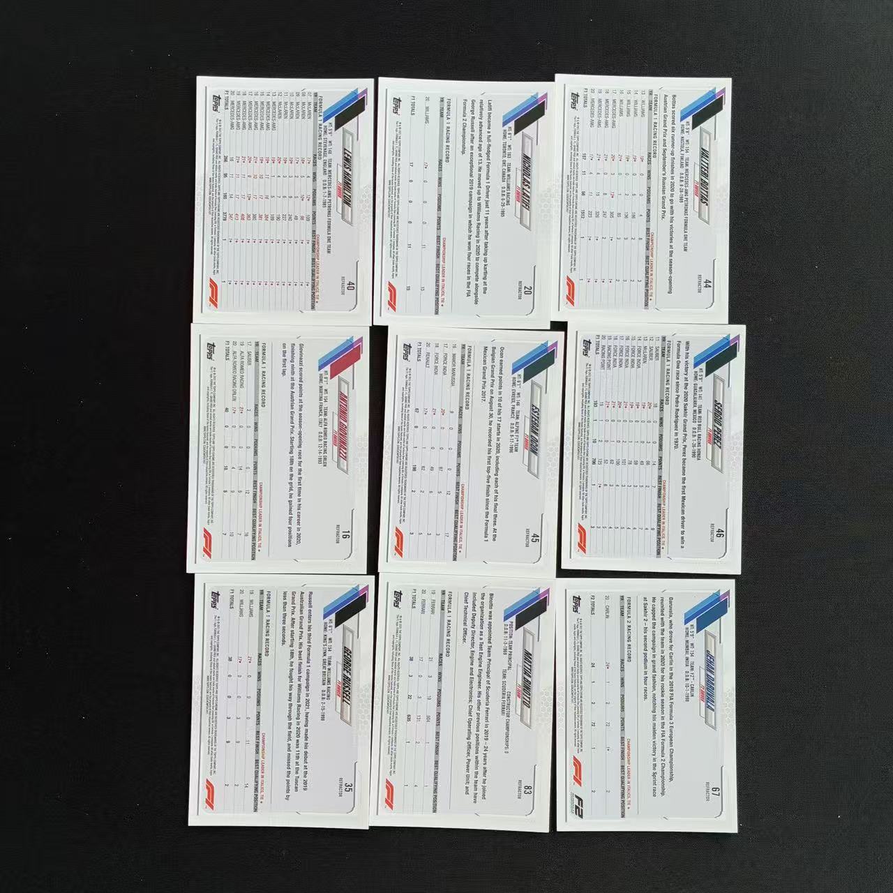 【杰基拍卖】2021 Topps Chrome F1 汉密尔顿 拉特菲 博塔斯 乔治拉塞尔 佩雷斯 乔维纳齐 银折 不保卡品(cris)