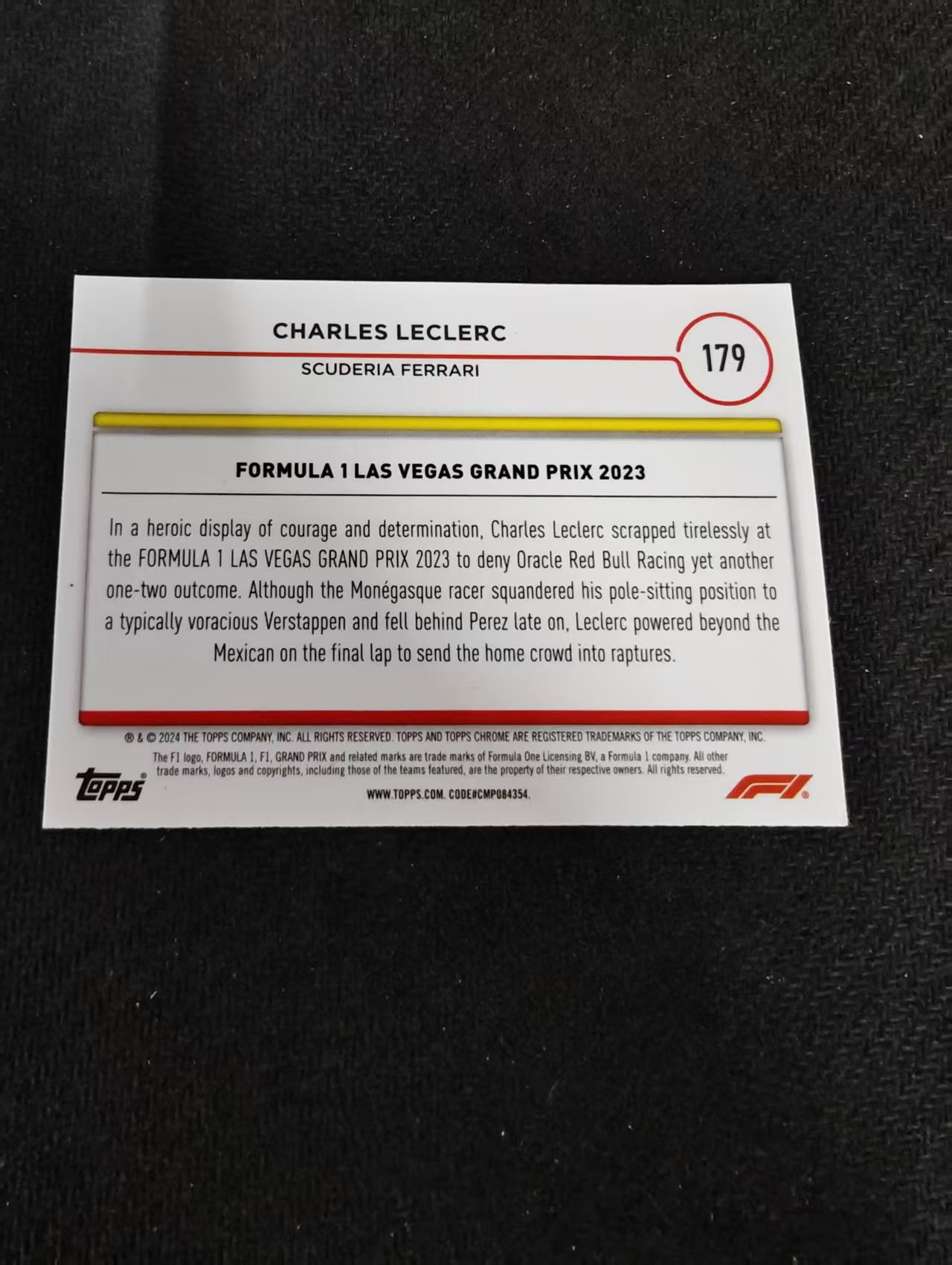 2024 Topps chrome F1 Charles Leclerc 查尔斯 勒克莱尔 划痕 边角瑕疵 #179