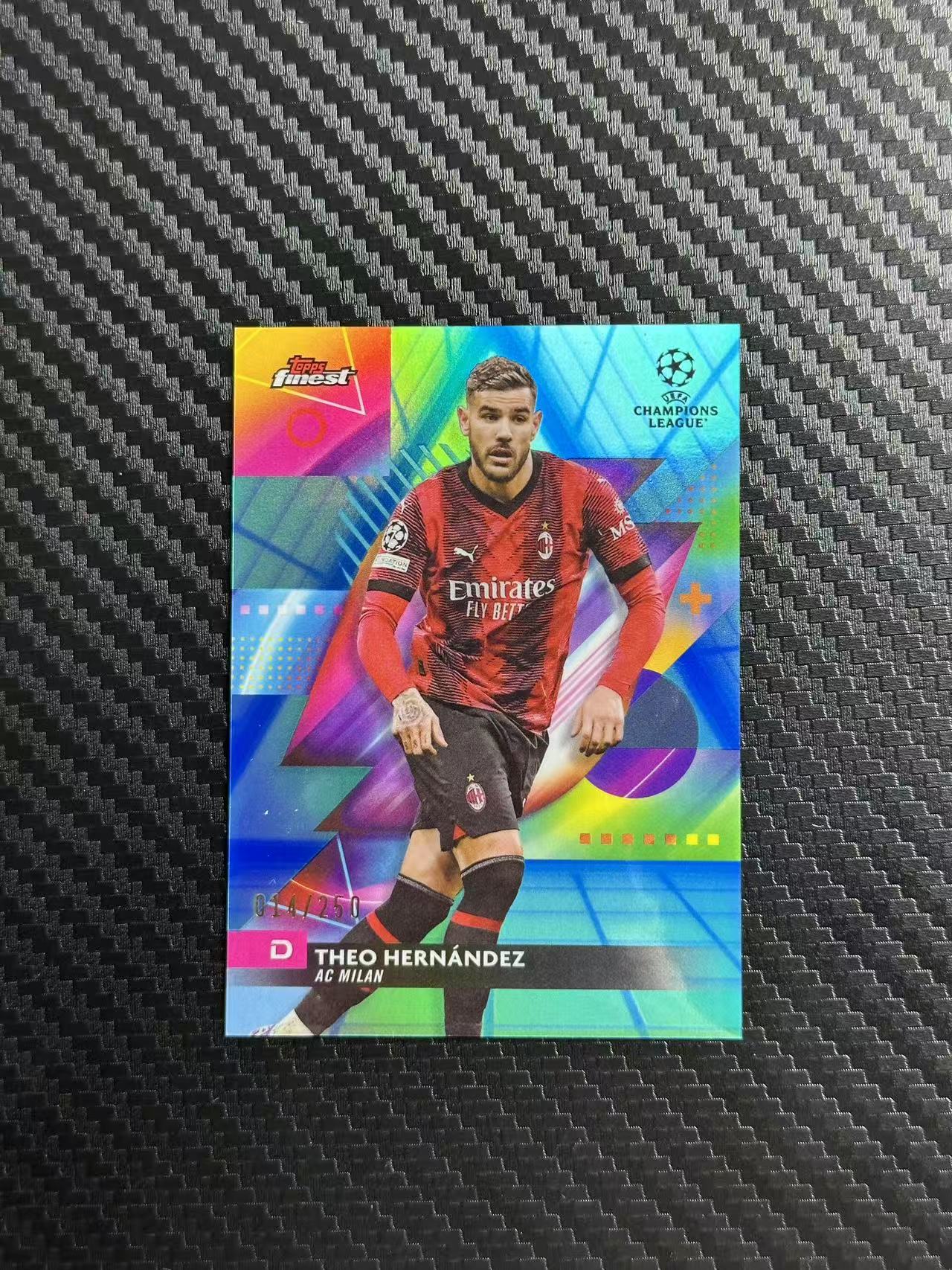 2024 Topps Finest THEO HERNANDEZ 欧战 欧冠 AC米兰 特奥 埃尔南德斯 青折 折射 特卡 014/250编 卡品如图 拍前看描述