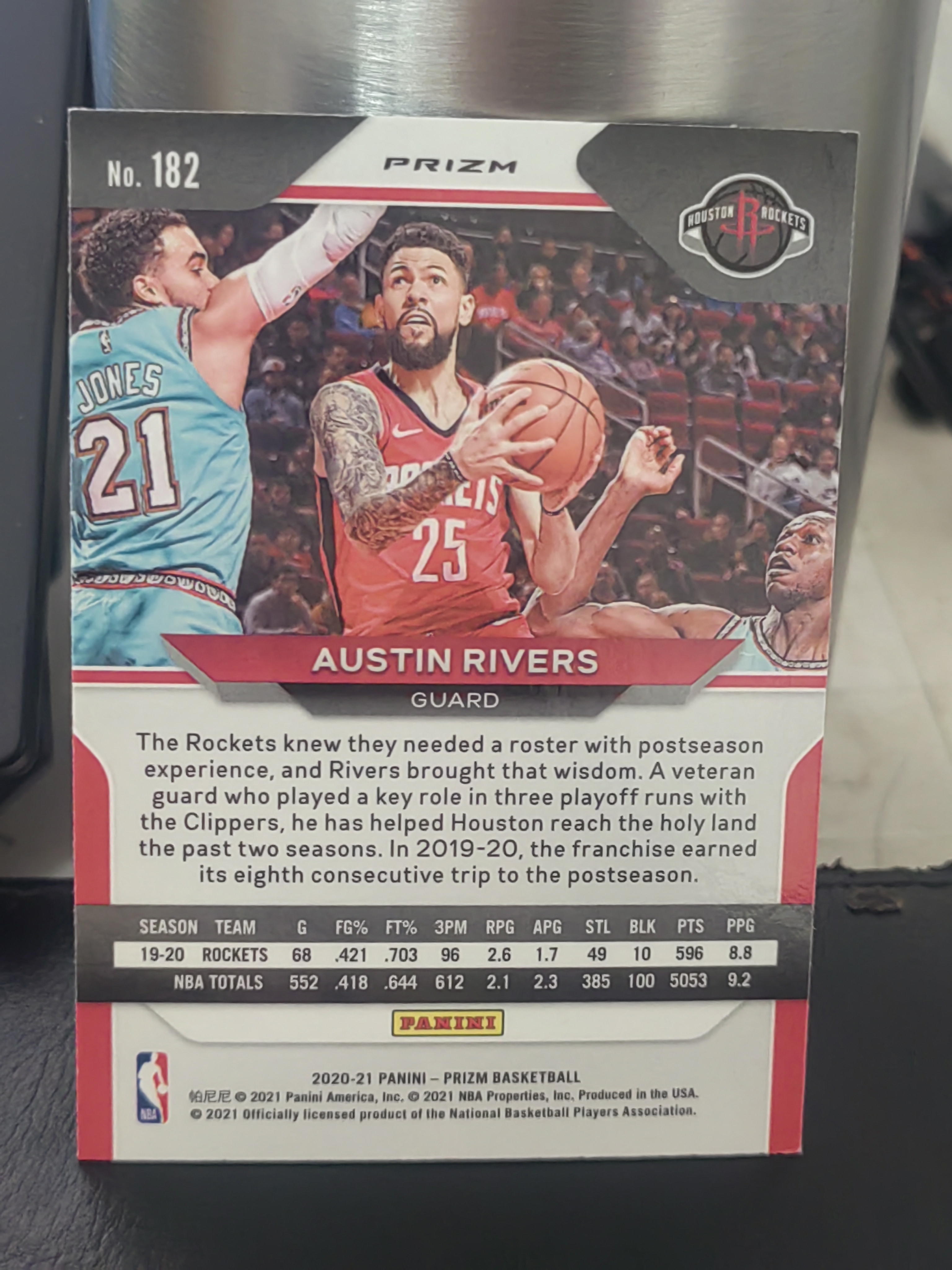2020-21 Panini Prizm Austin Rivers PZ 三色折 奥斯汀 里弗斯 火箭 篮 白边白角 不保卡品 卡品如图