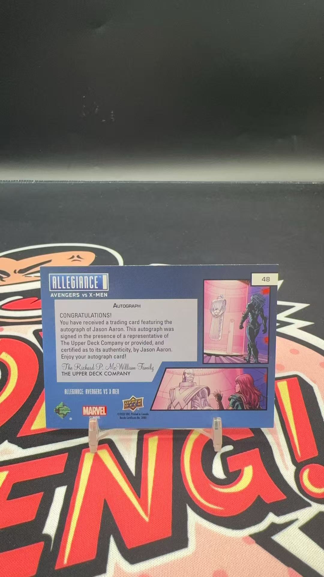 【玩具坑】2022 Upper Deck Allegiance Marvel 漫威 复仇者联盟vsX战警 艺术家签字 jason arron