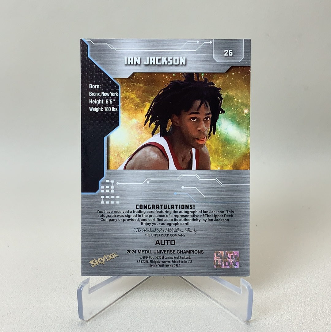 【弈卡代拍】2024 SkyBox METAL 综合体育 Ian Jackson RC新秀 签名 蓝字贴签 伊恩·杰克逊 后卫 品相如图 凑套必备 Lee总