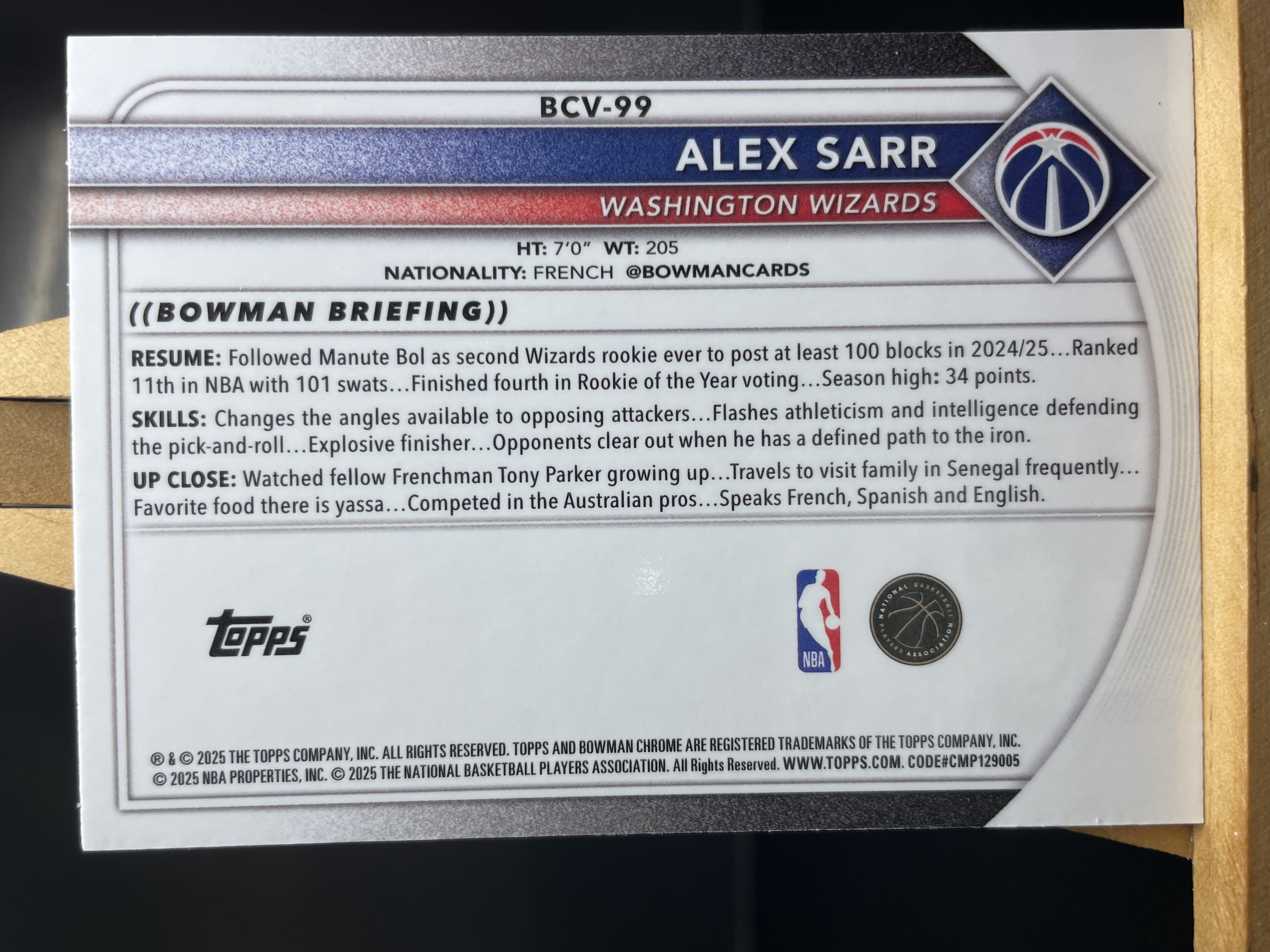 (A8) 2025 TOPPS MOJO折 亚历克斯 萨尔 奇才 近期大热球星 收藏凑套必备 卡品如图 !!!