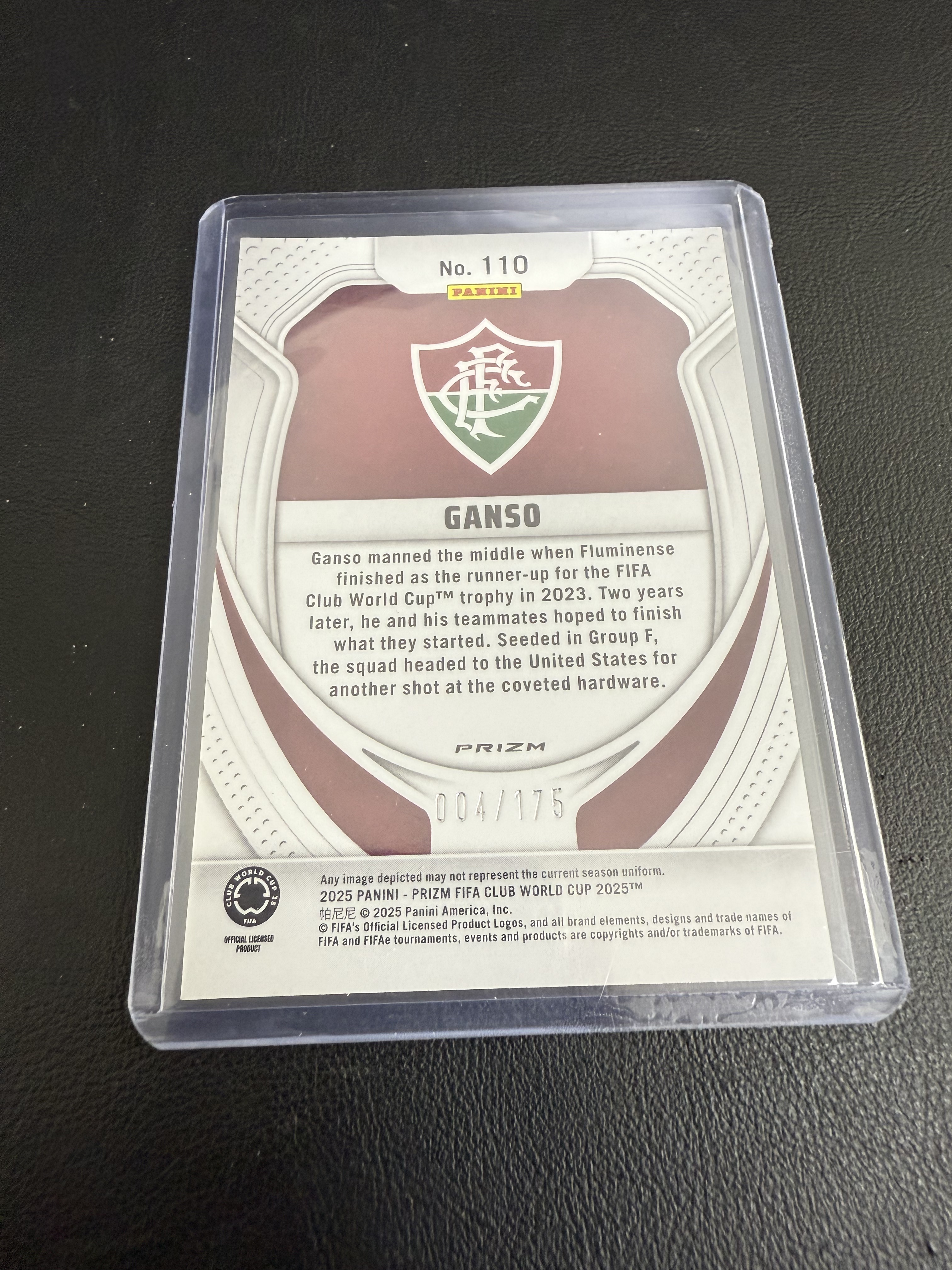 2025 Panini Prizm FIFA Club World Cup Ganso 甘索 弗鲁米嫩塞 RC 蓝碎冰折 04/175编 卡品如图 只合并当日订单 【金叔代拍 秦月】