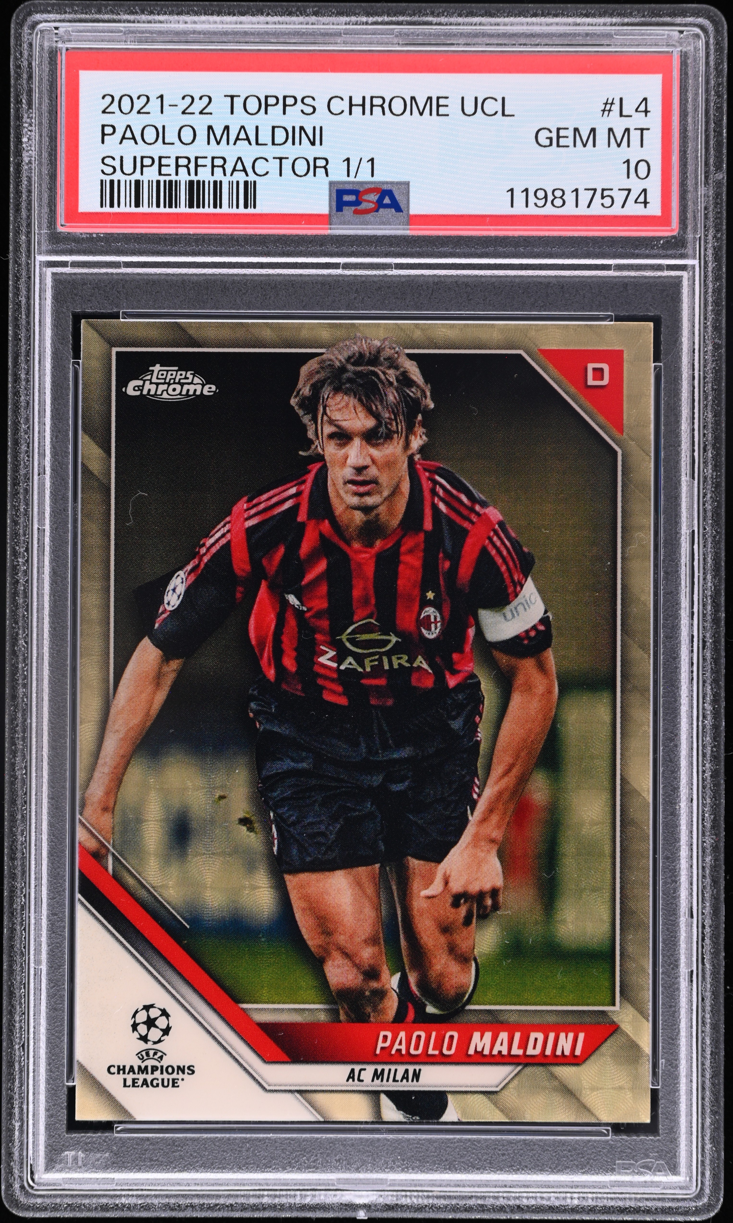 2021-22 Topps Chrome Paolo Maldini 保羅馬爾蒂尼 1/1 爆金 超級折 psa10 AC米蘭 米蘭隊魂 米蘭王子 意大利 馬隊最好的卡沒有之一最頂級收藏 歷史第一后衛
