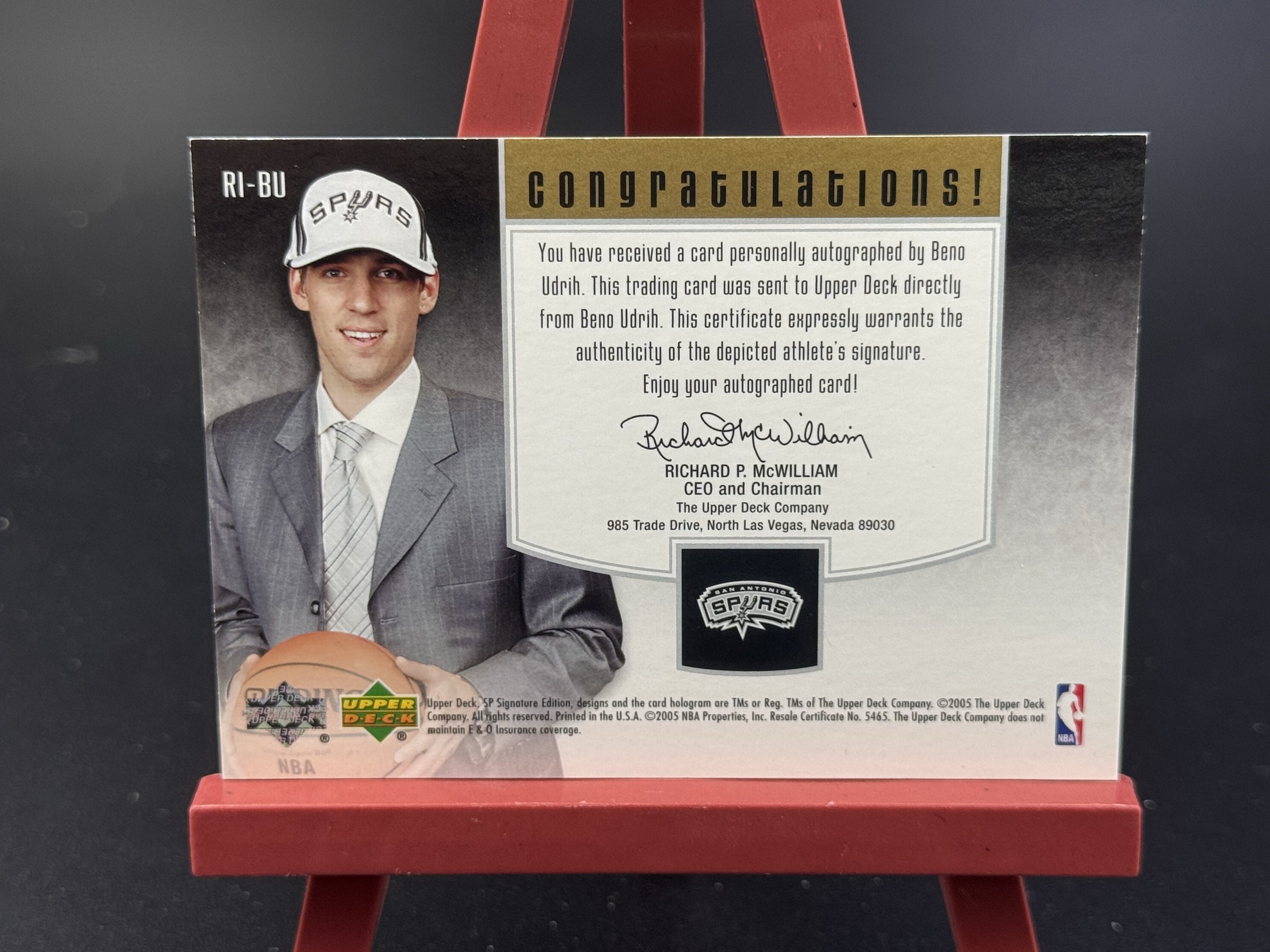 2005 Upper Deck Beno Udrih 本诺 尤德里 签字 马刺 082/100编 卡品如图【优质签字专场】Hzo910