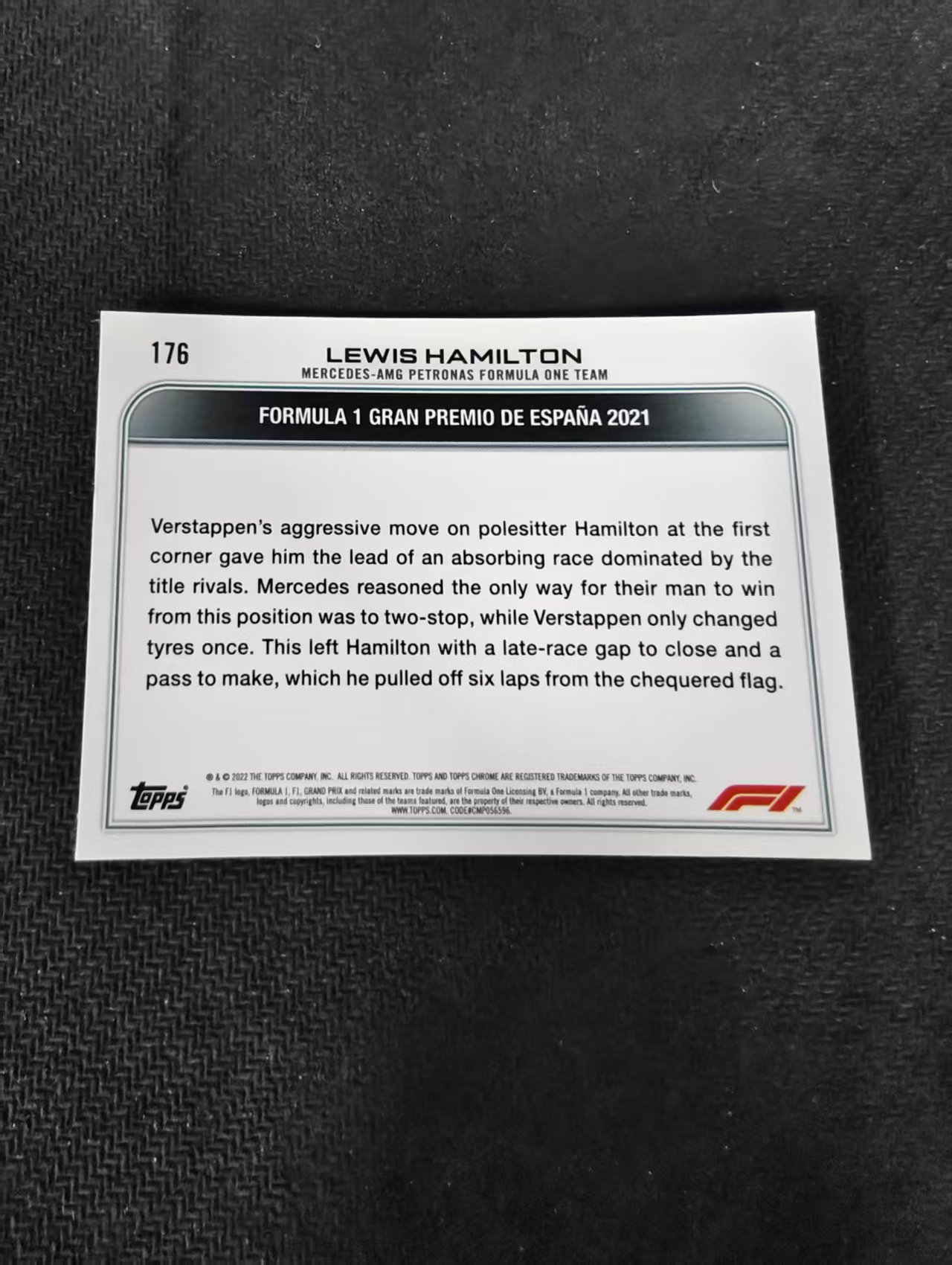 2022 Topps Chrome F1 Lewis Hamilton 刘易斯 汉密尔顿 AMG梅赛德斯奔驰 划痕 边角瑕疵 #176