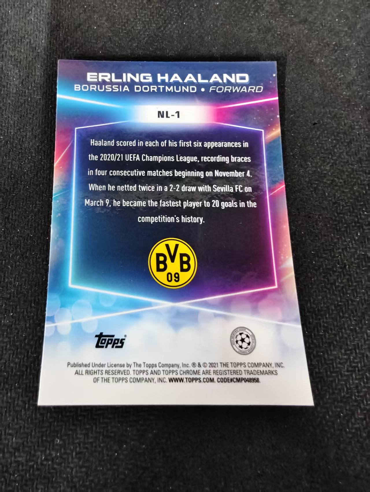 【可合并,不累计】2021 Topps Finest Erling Haaland 欧冠 多特 哈兰德 银折 不保卡品 介意勿拍